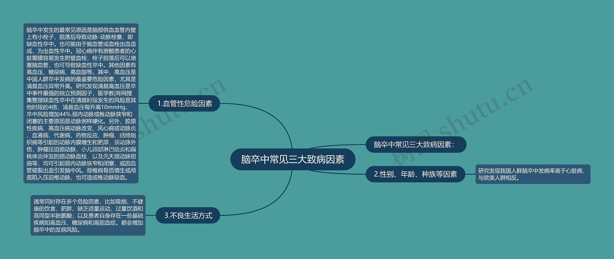 脑卒中常见三大致病因素思维导图