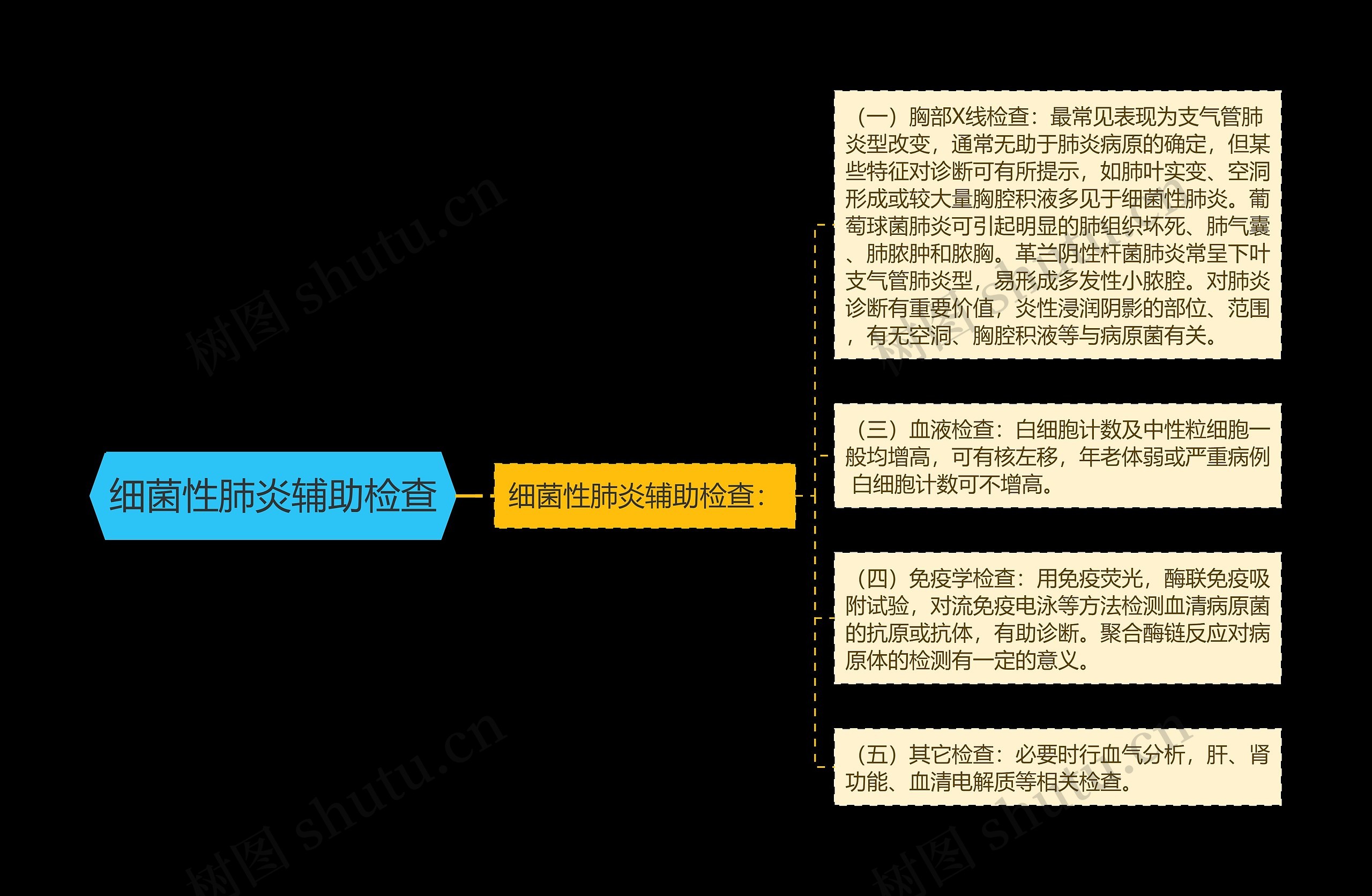 细菌性肺炎辅助检查思维导图