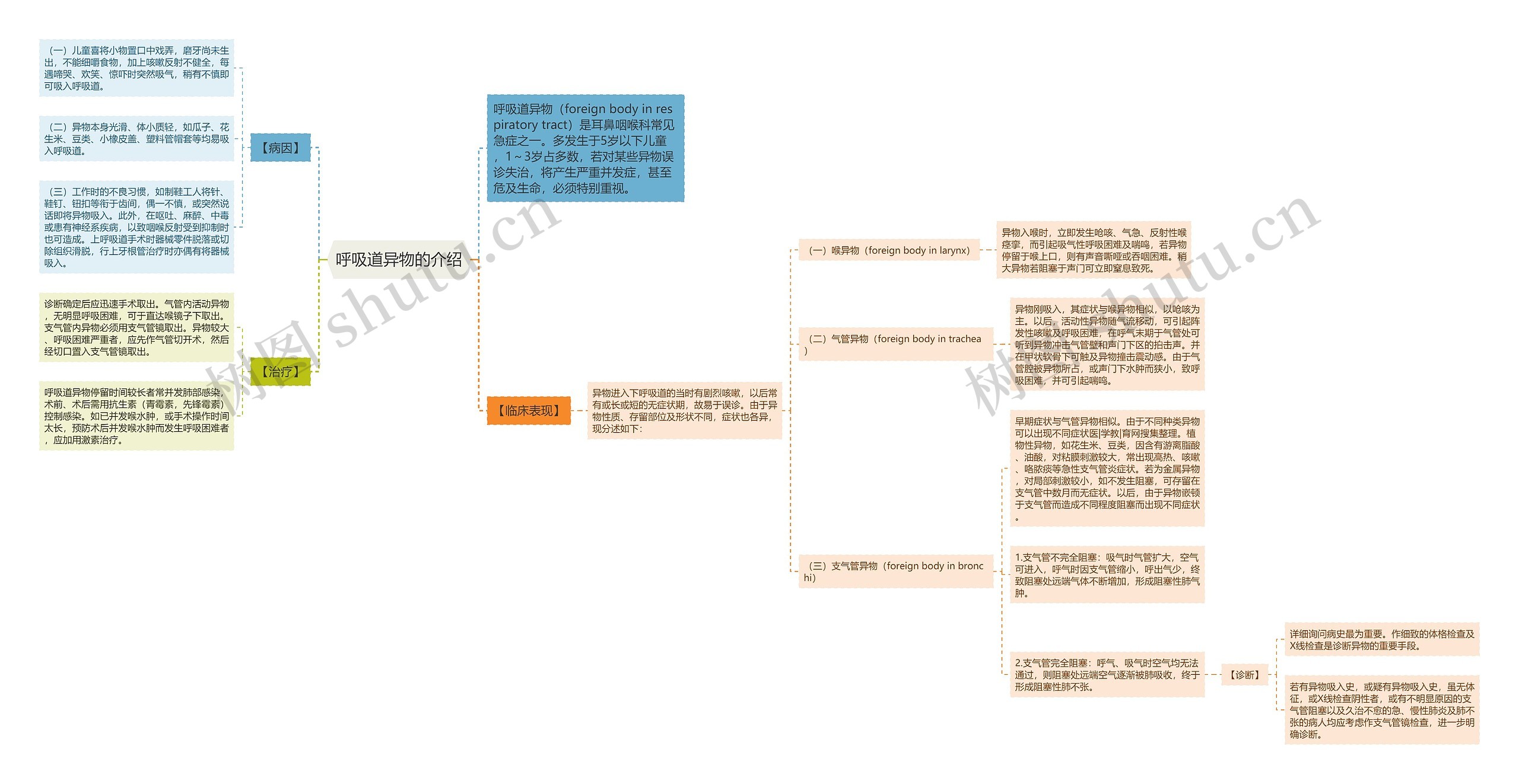 呼吸道异物的介绍思维导图
