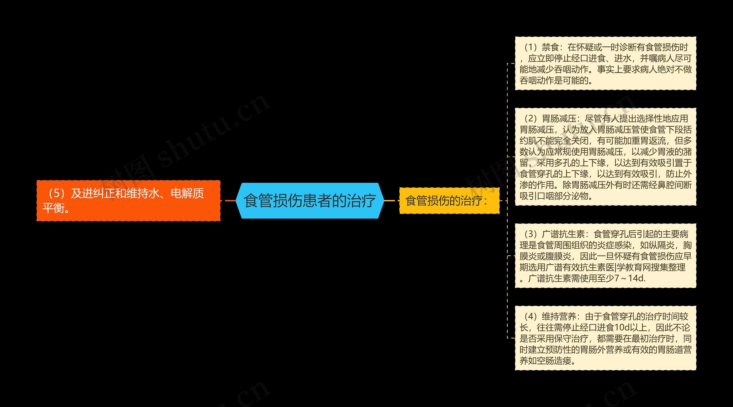 食管损伤患者的治疗思维导图