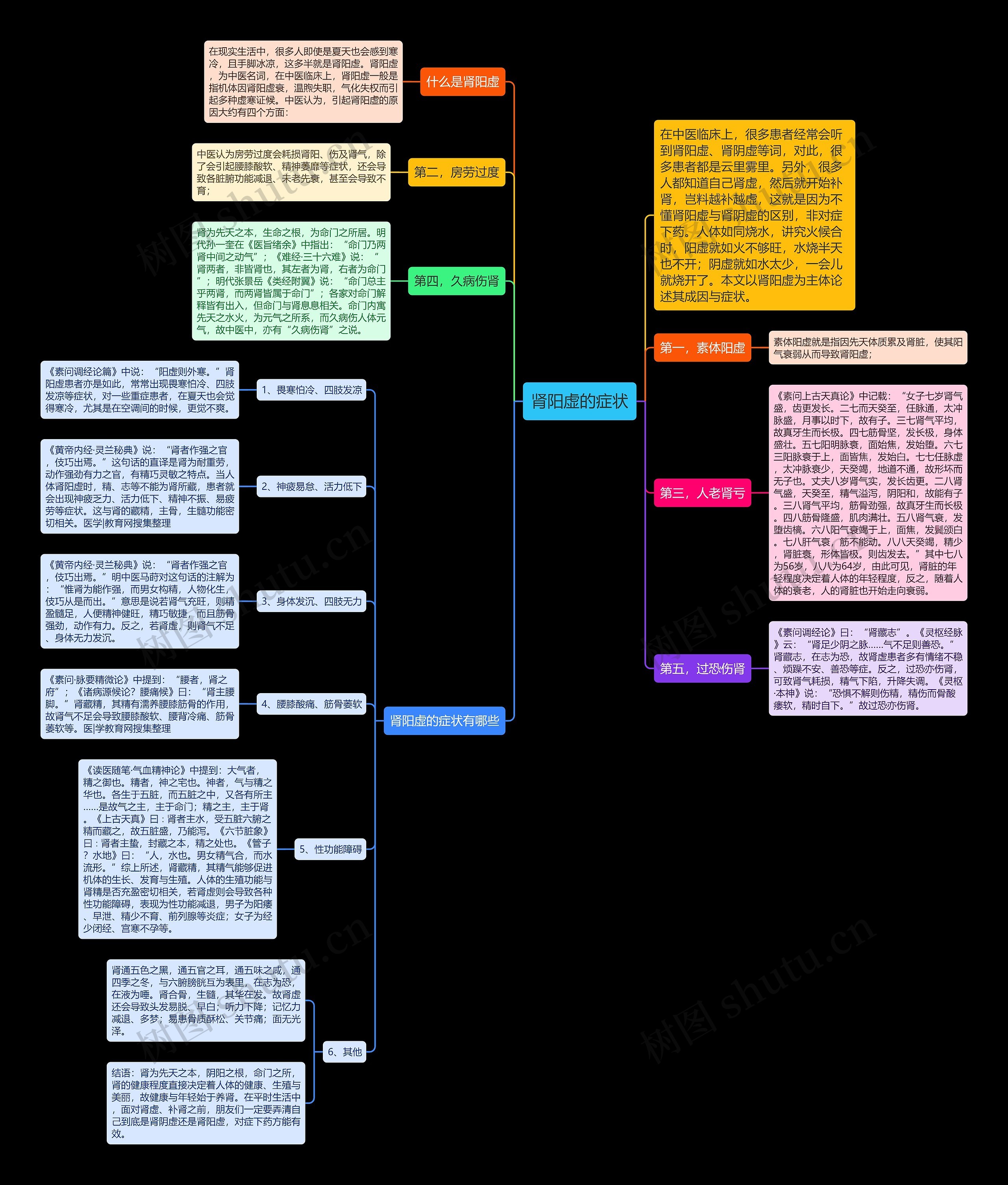 肾阳虚的症状思维导图