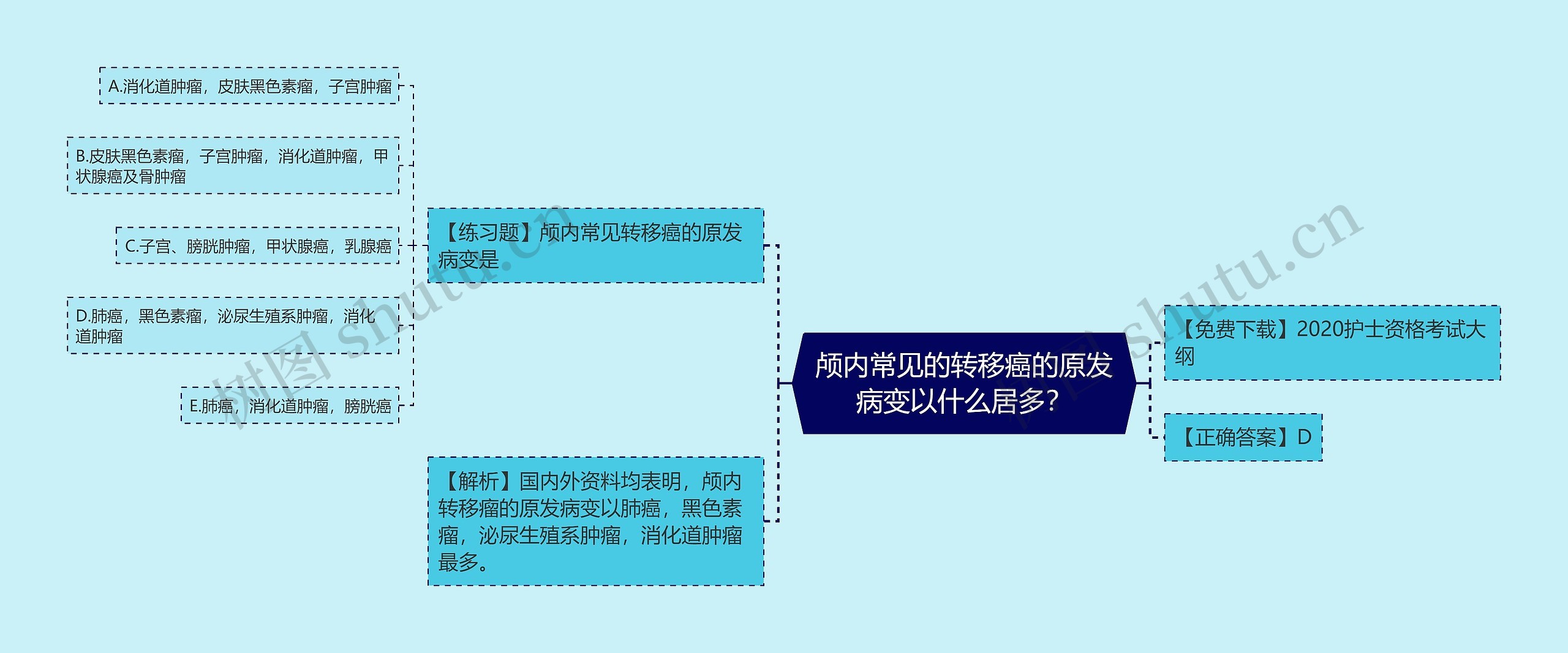 颅内常见的转移癌的原发病变以什么居多？思维导图