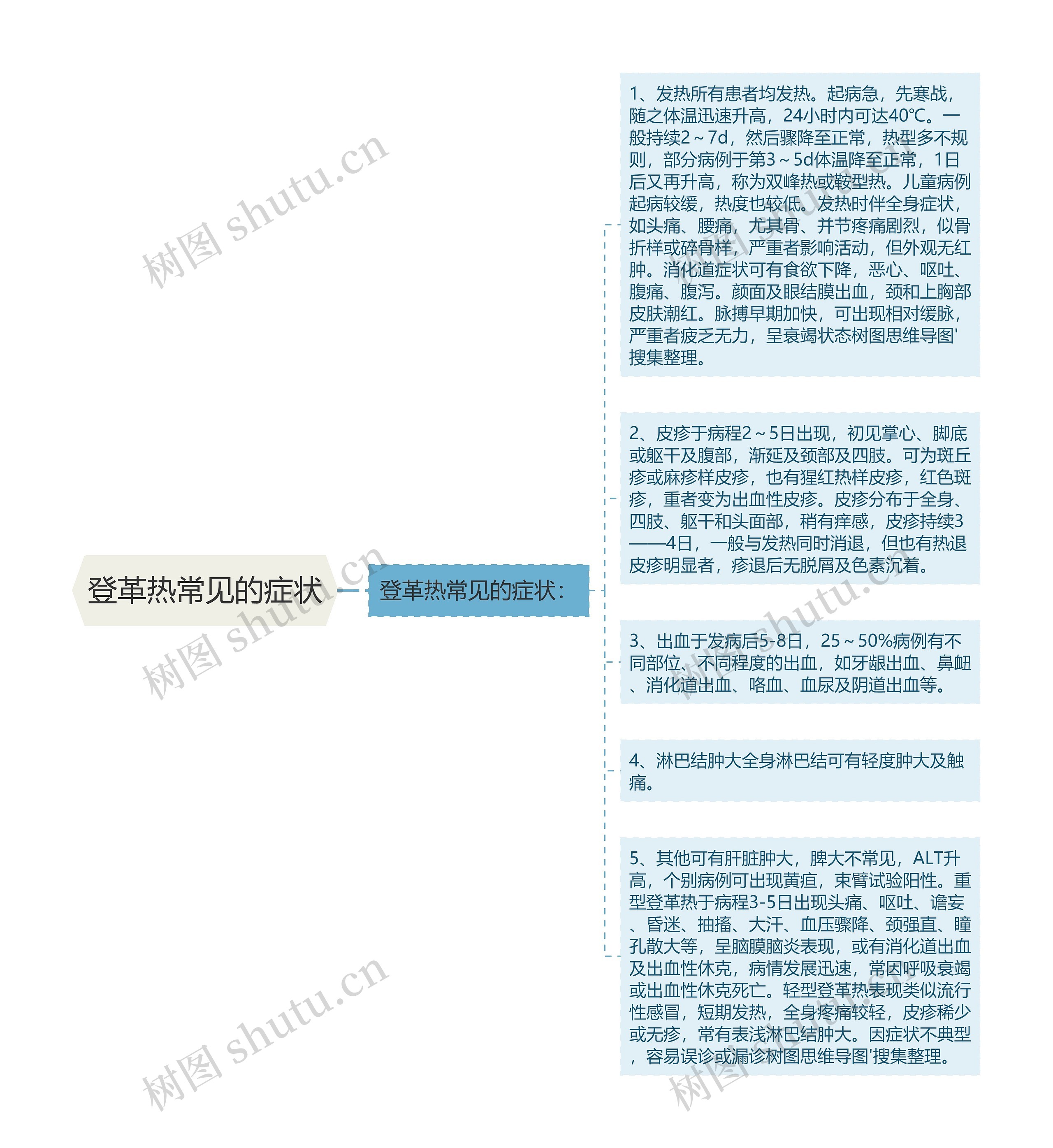 登革热常见的症状思维导图