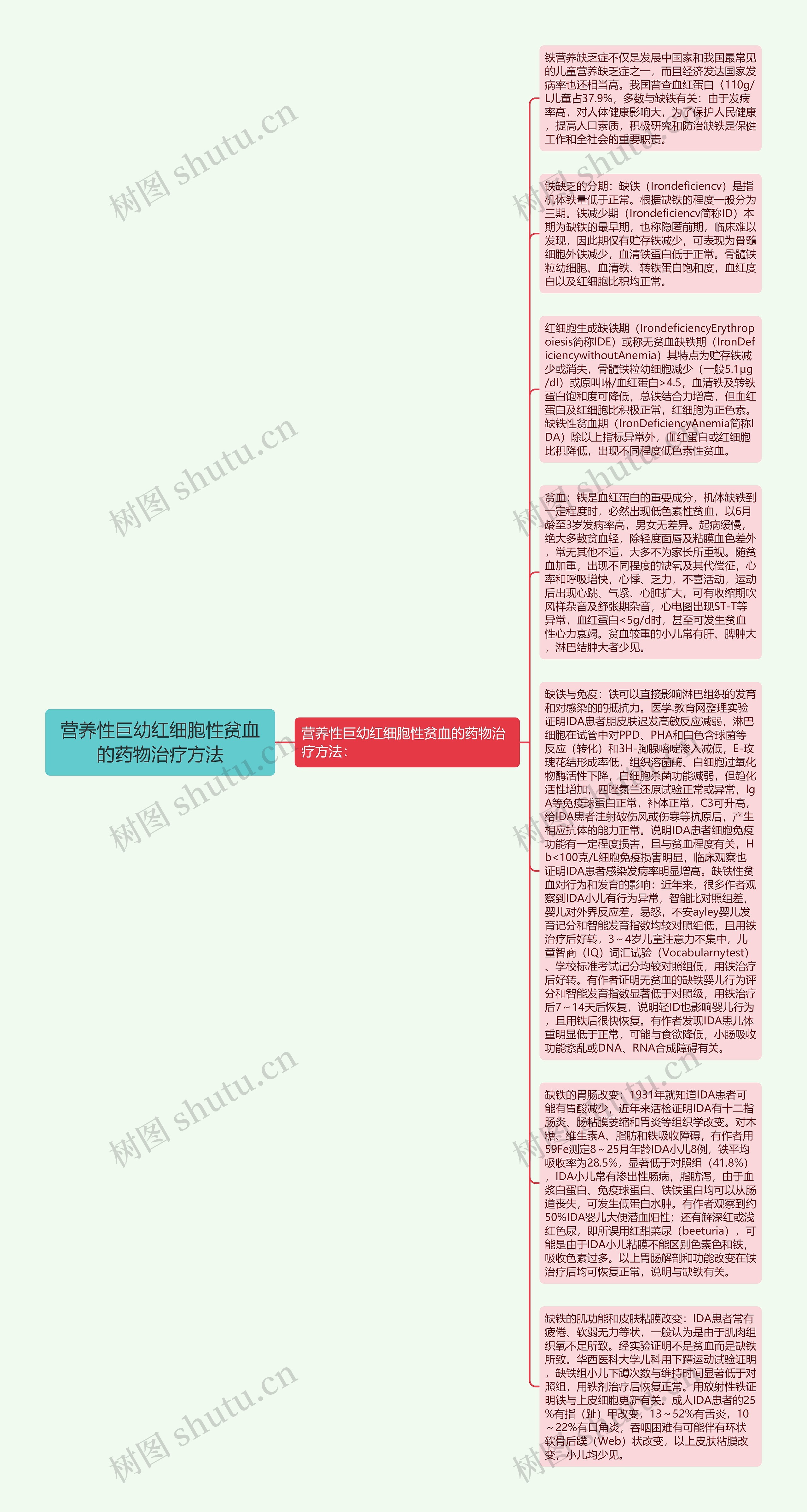 营养性巨幼红细胞性贫血的药物治疗方法思维导图