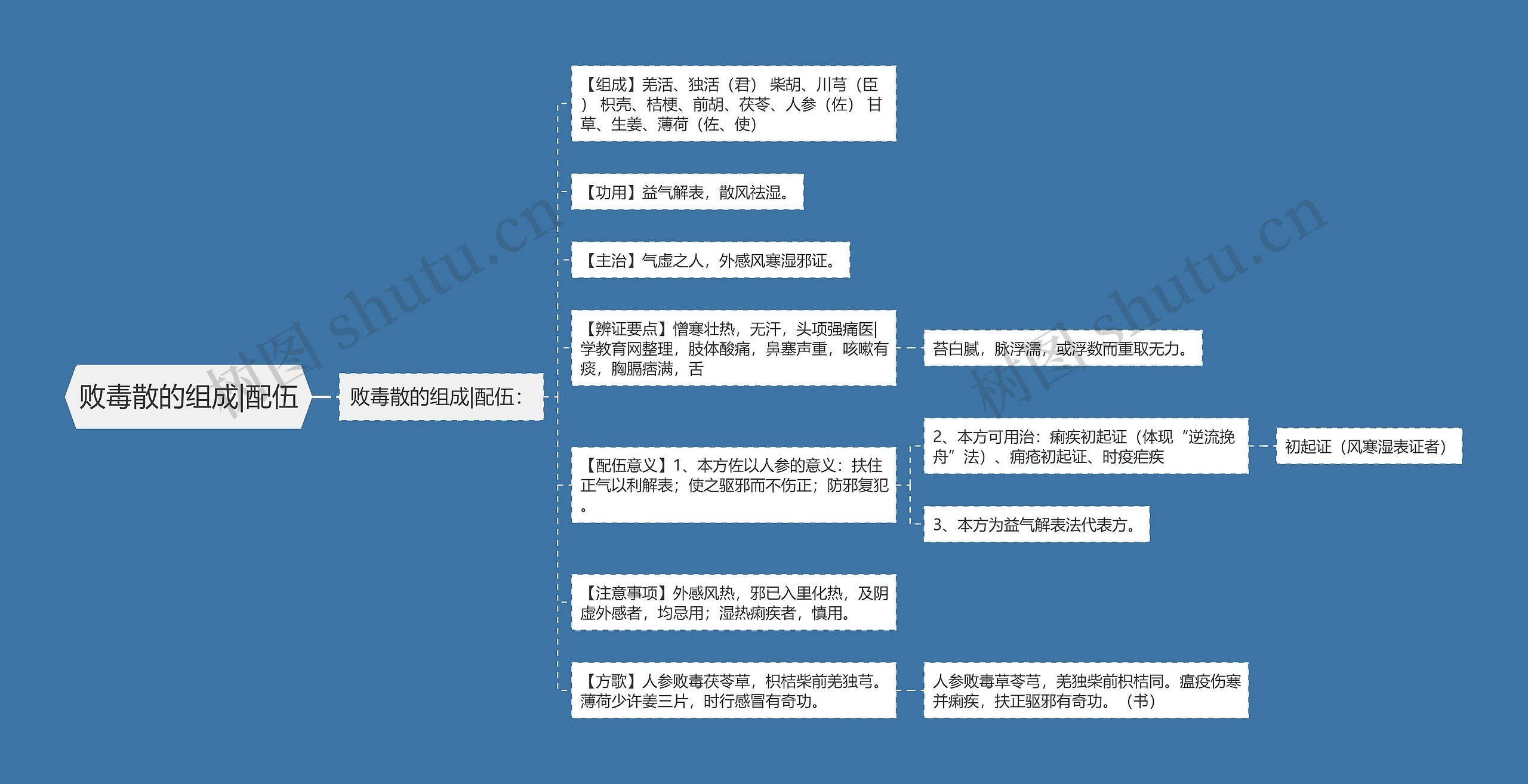 败毒散的组成|配伍思维导图