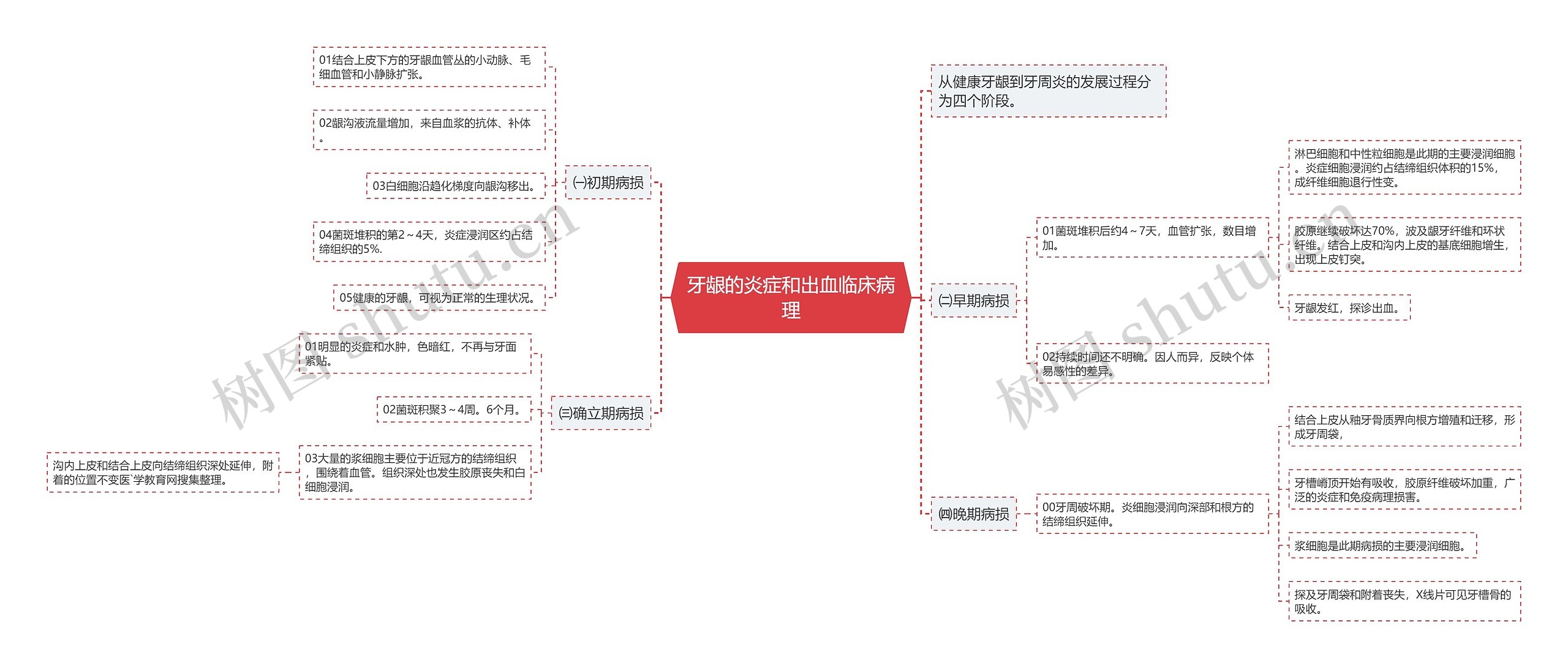 牙龈的炎症和出血临床病理思维导图