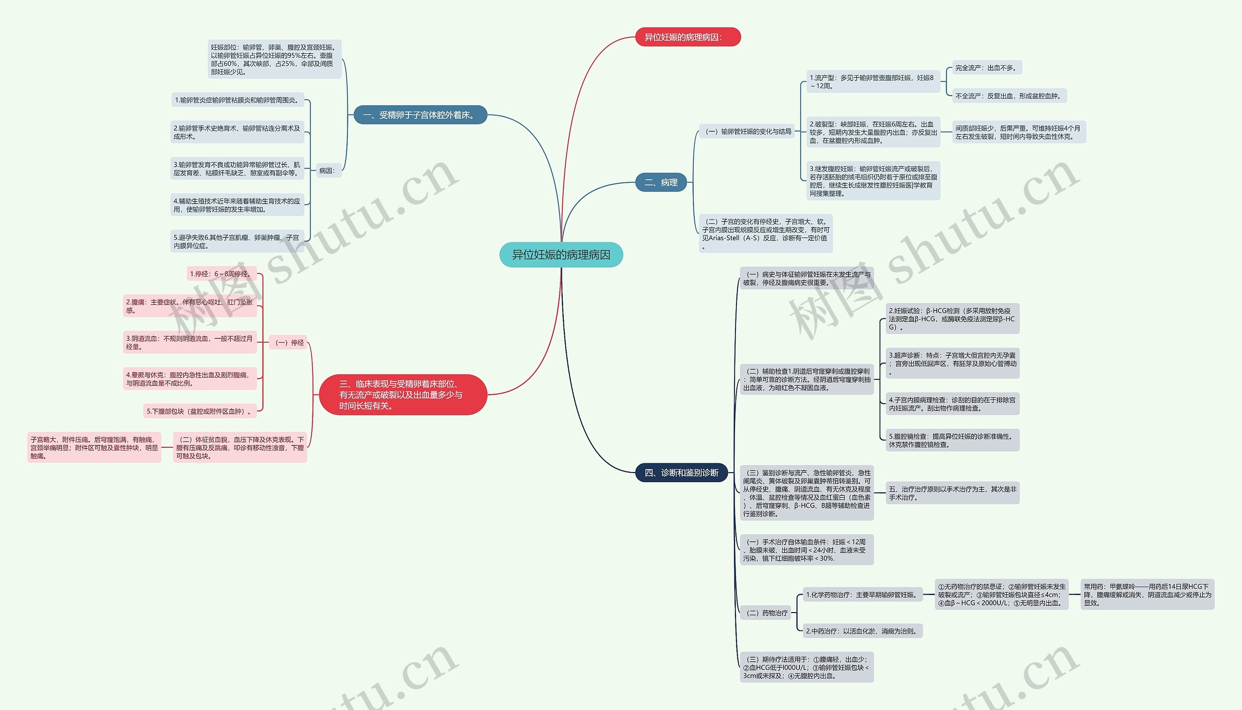 异位妊娠的病理病因思维导图