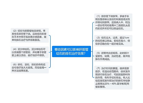 哪些因素可以影响肝胆管结石的排石治疗效果？