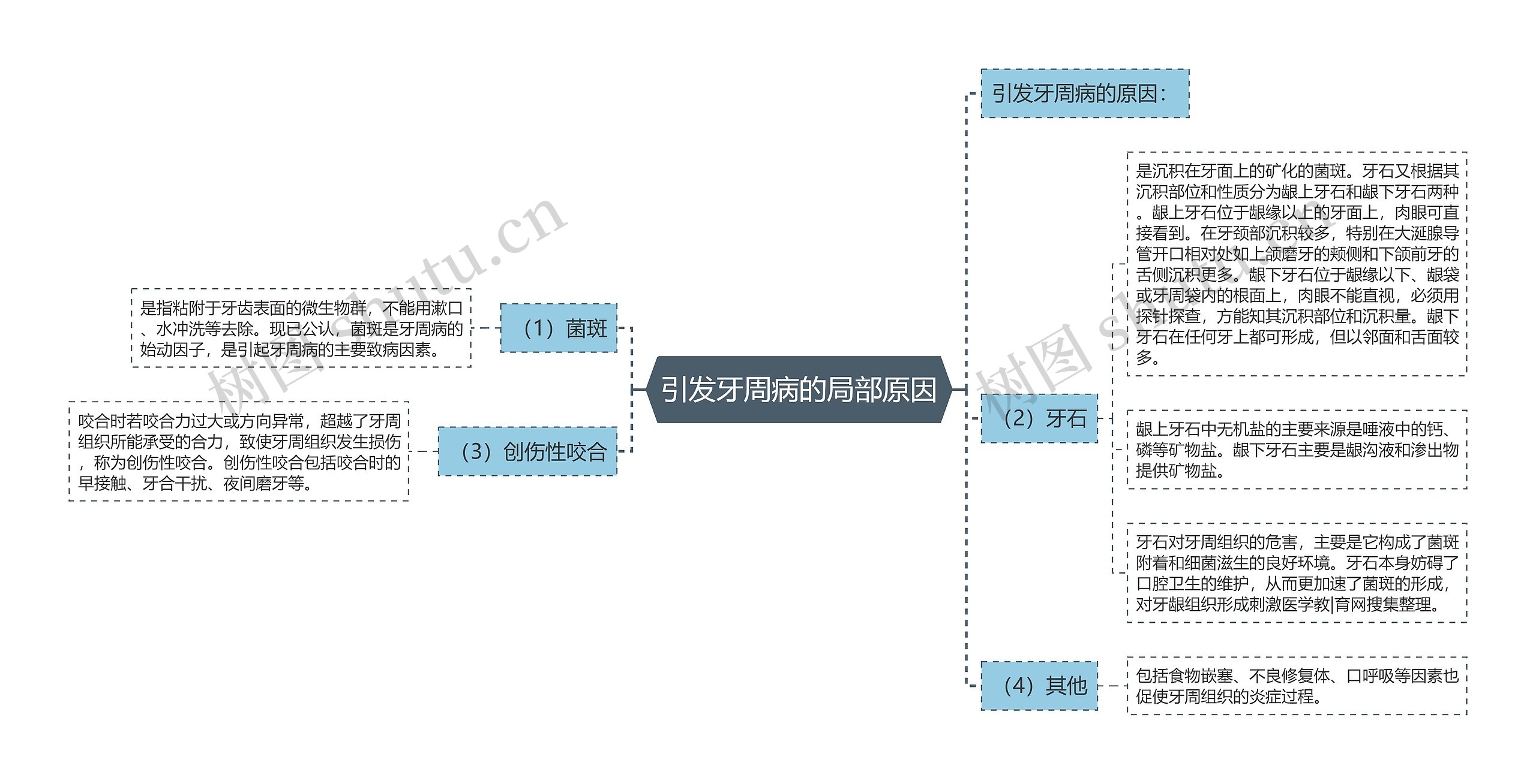 引发牙周病的局部原因思维导图