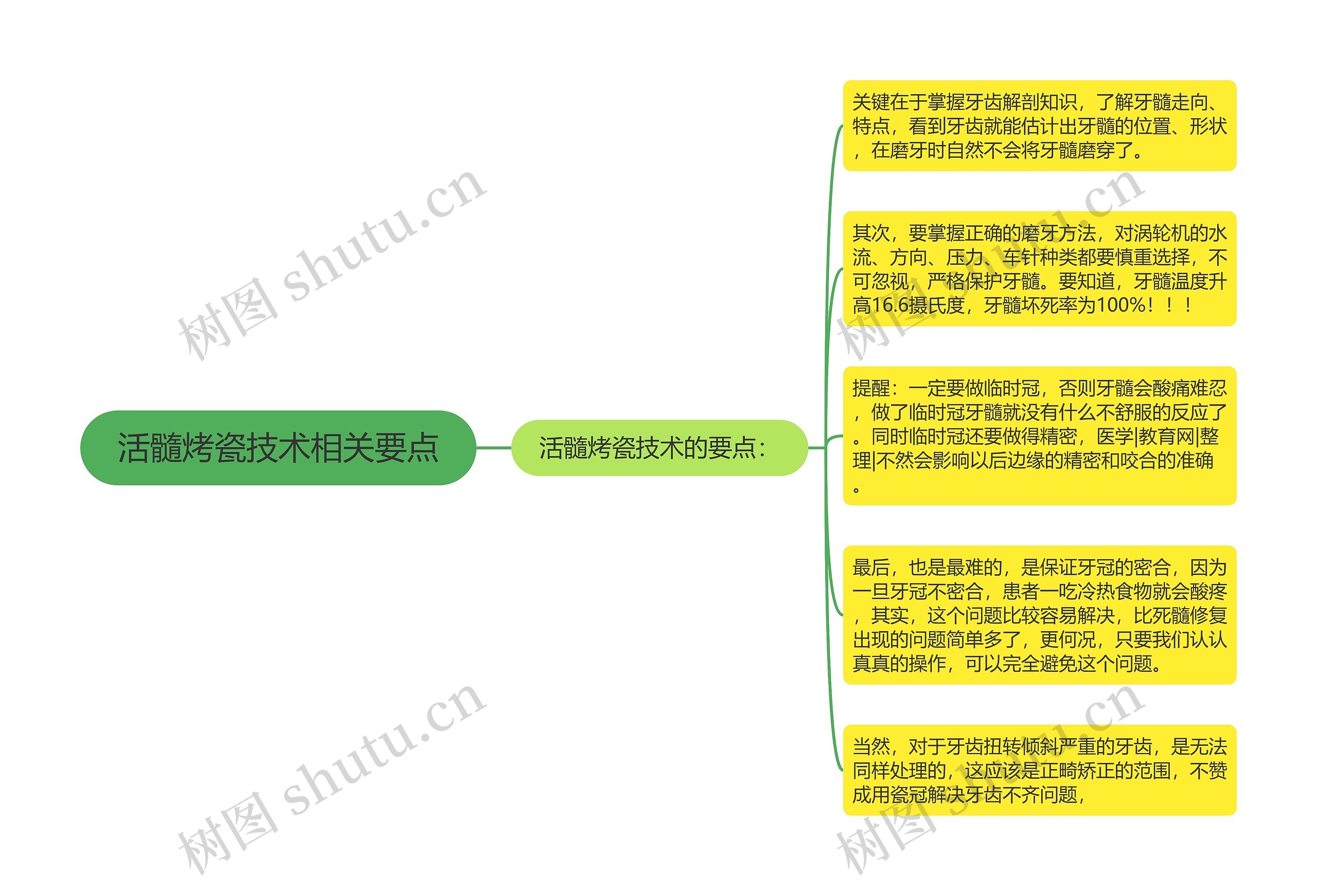 活髓烤瓷技术相关要点思维导图