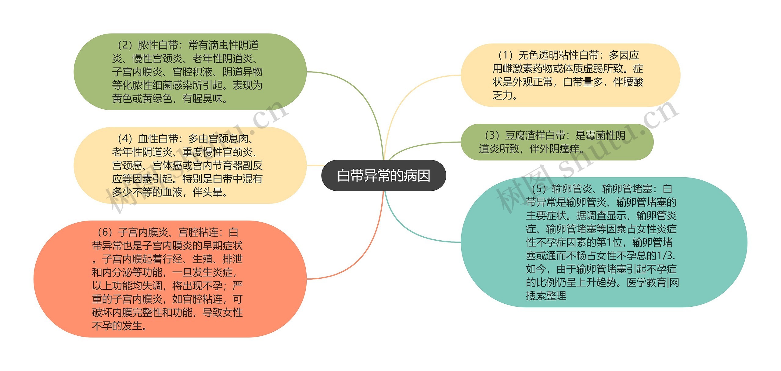 白带异常的病因思维导图