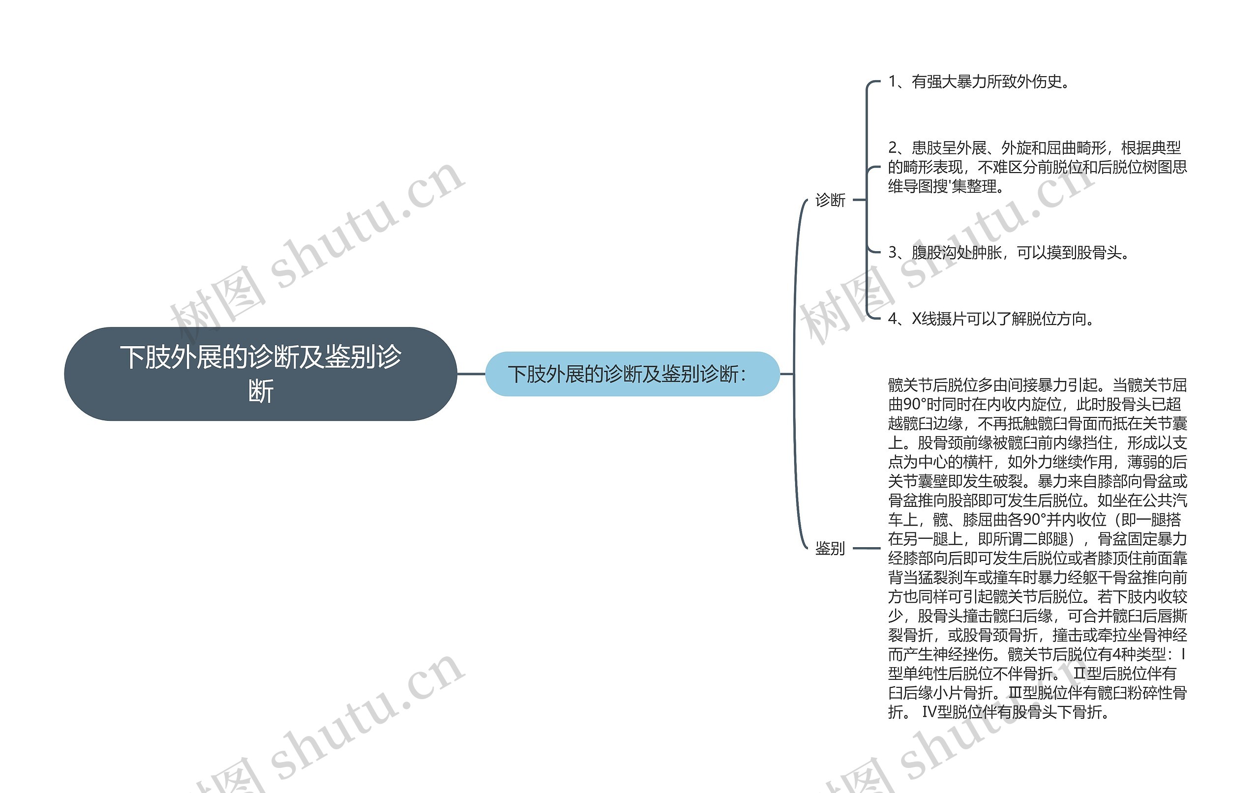 下肢外展的诊断及鉴别诊断思维导图