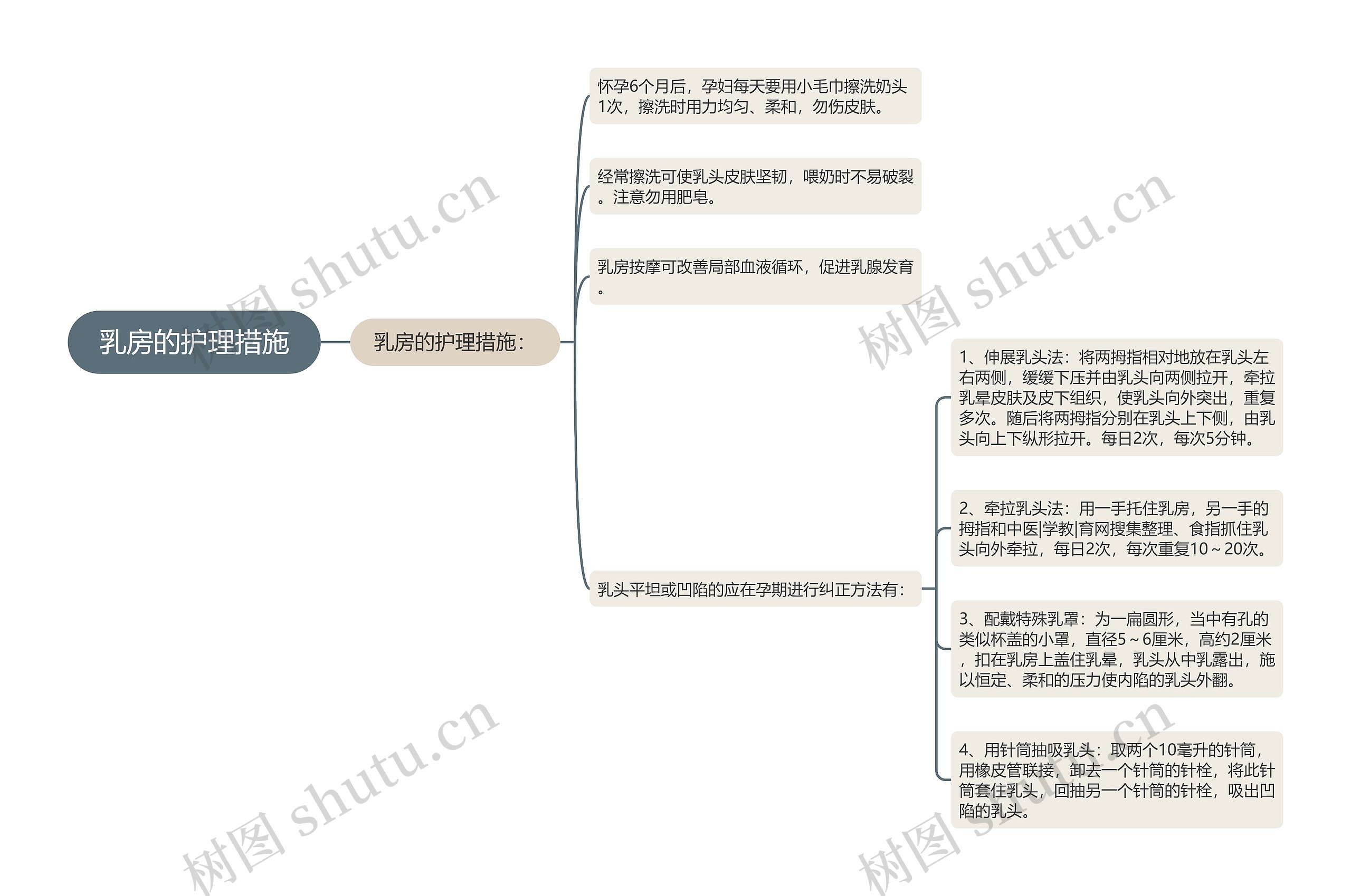 乳房的护理措施思维导图