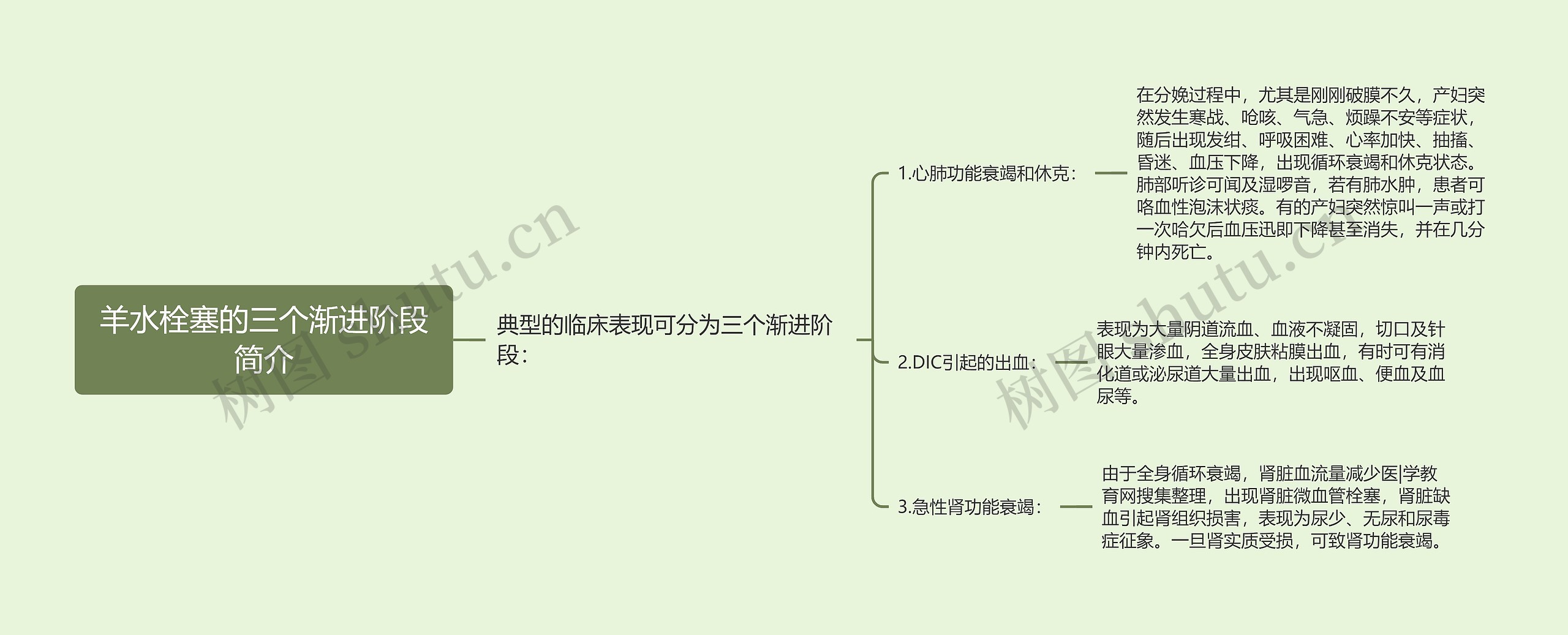 羊水栓塞的三个渐进阶段简介思维导图