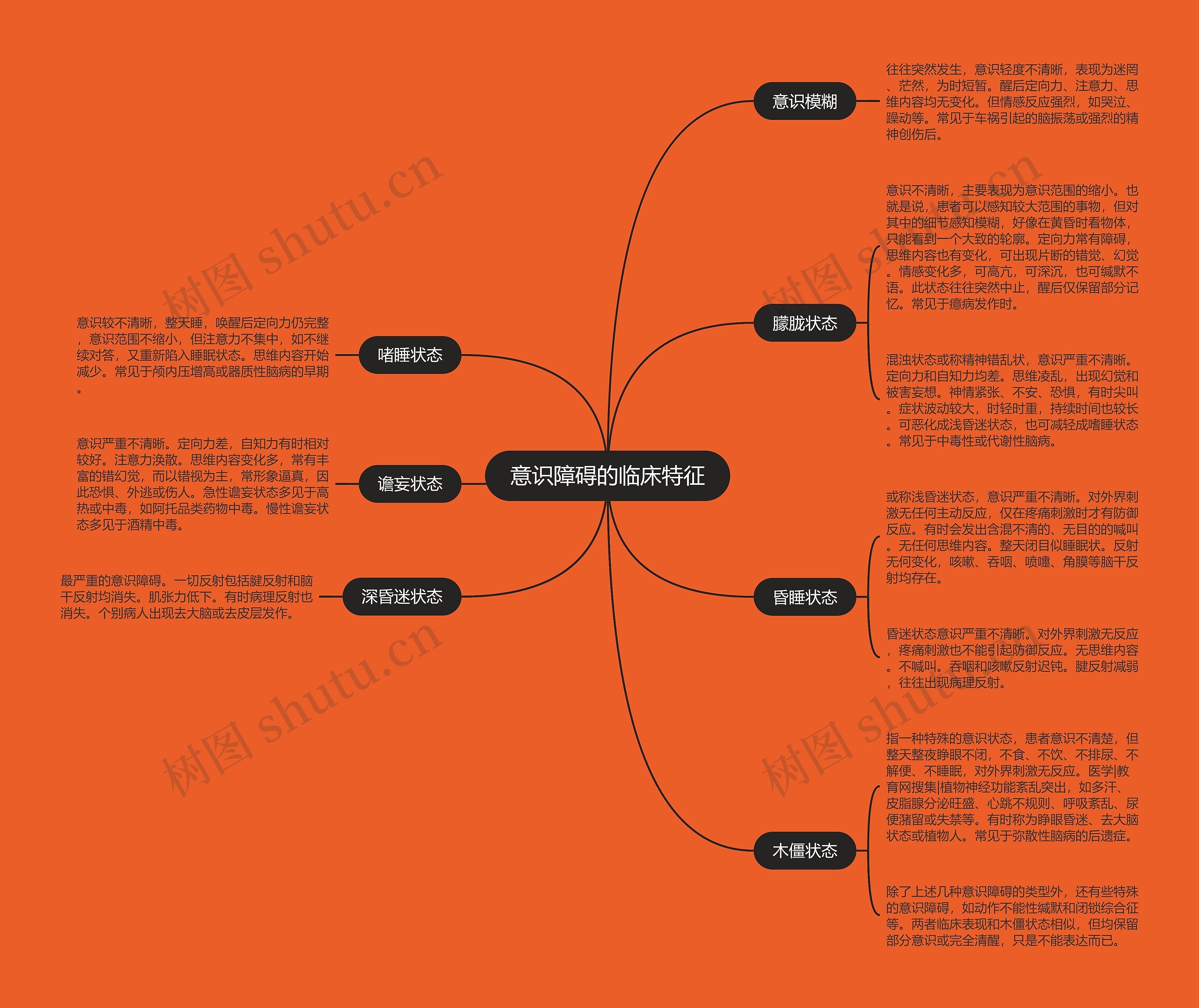 意识障碍的临床特征思维导图