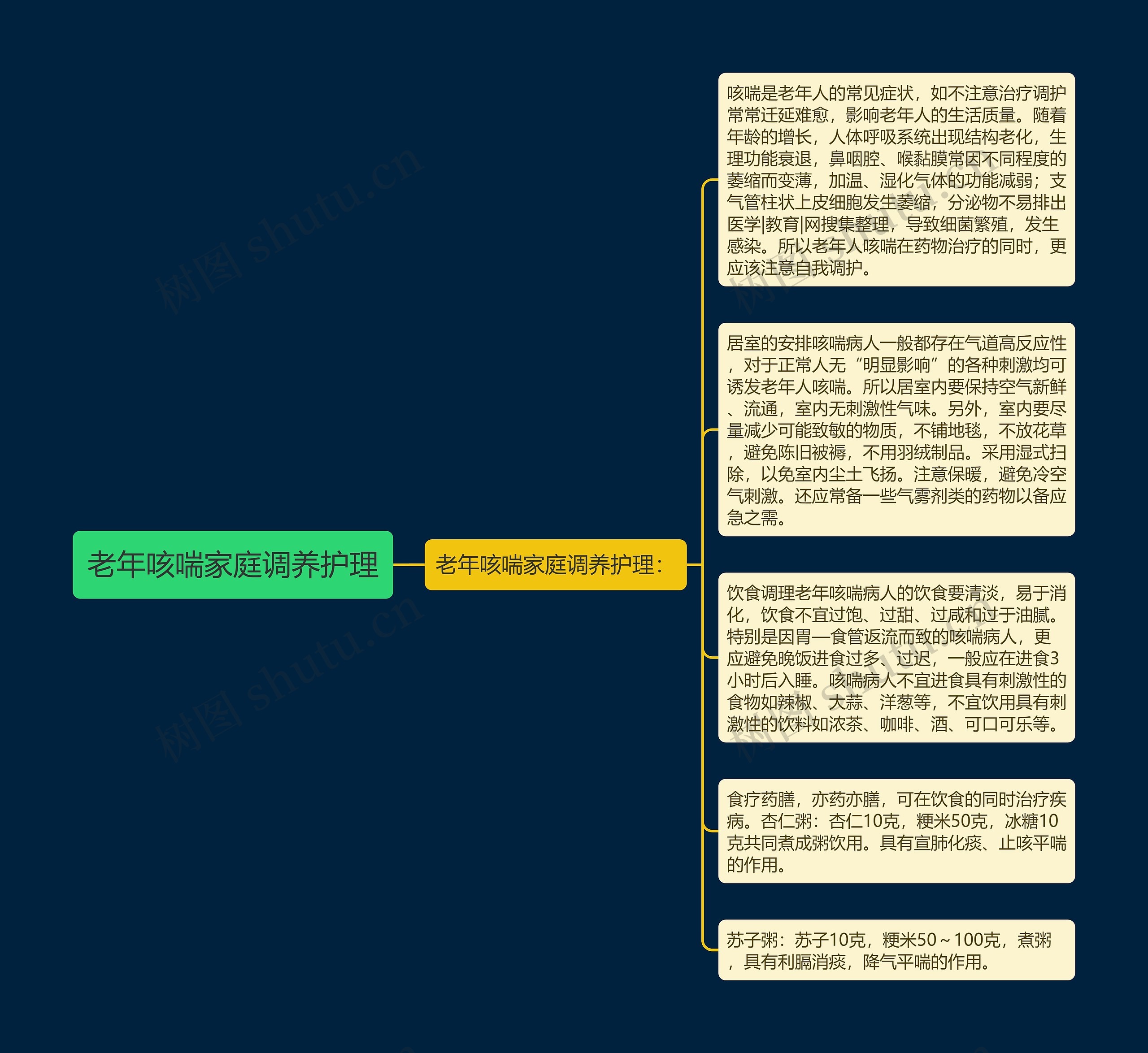 老年咳喘家庭调养护理思维导图