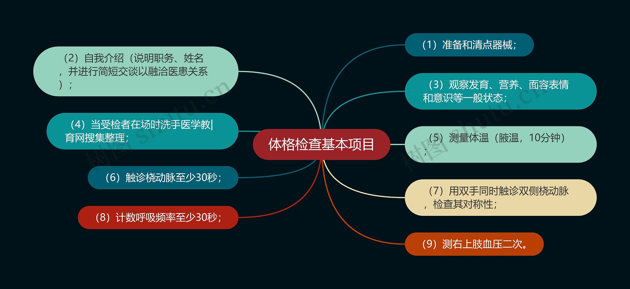 体格检查基本项目思维导图