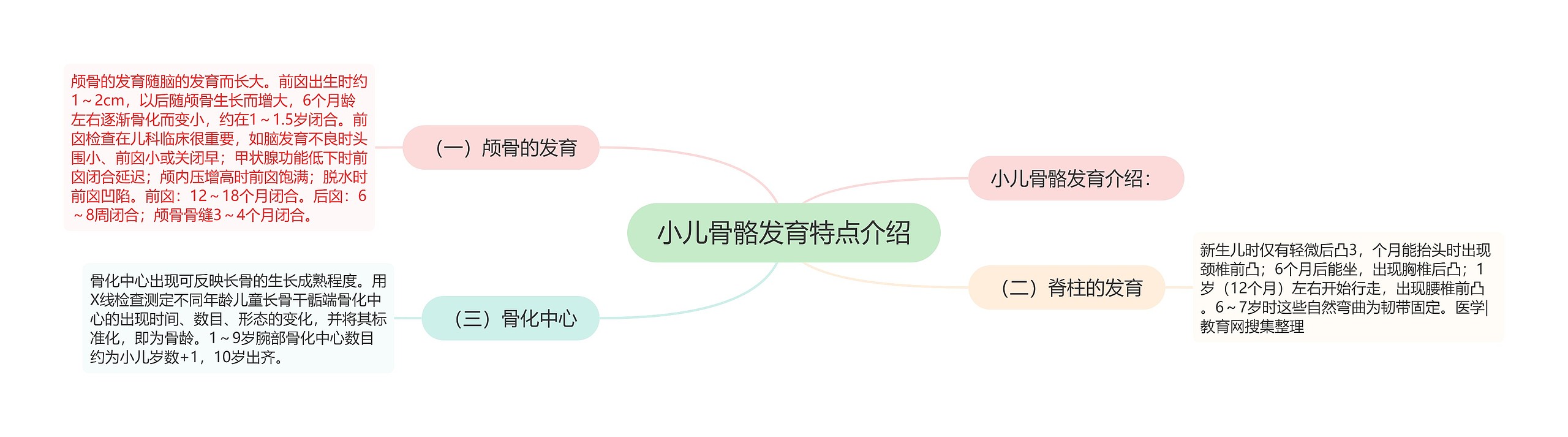 小儿骨骼发育特点介绍思维导图