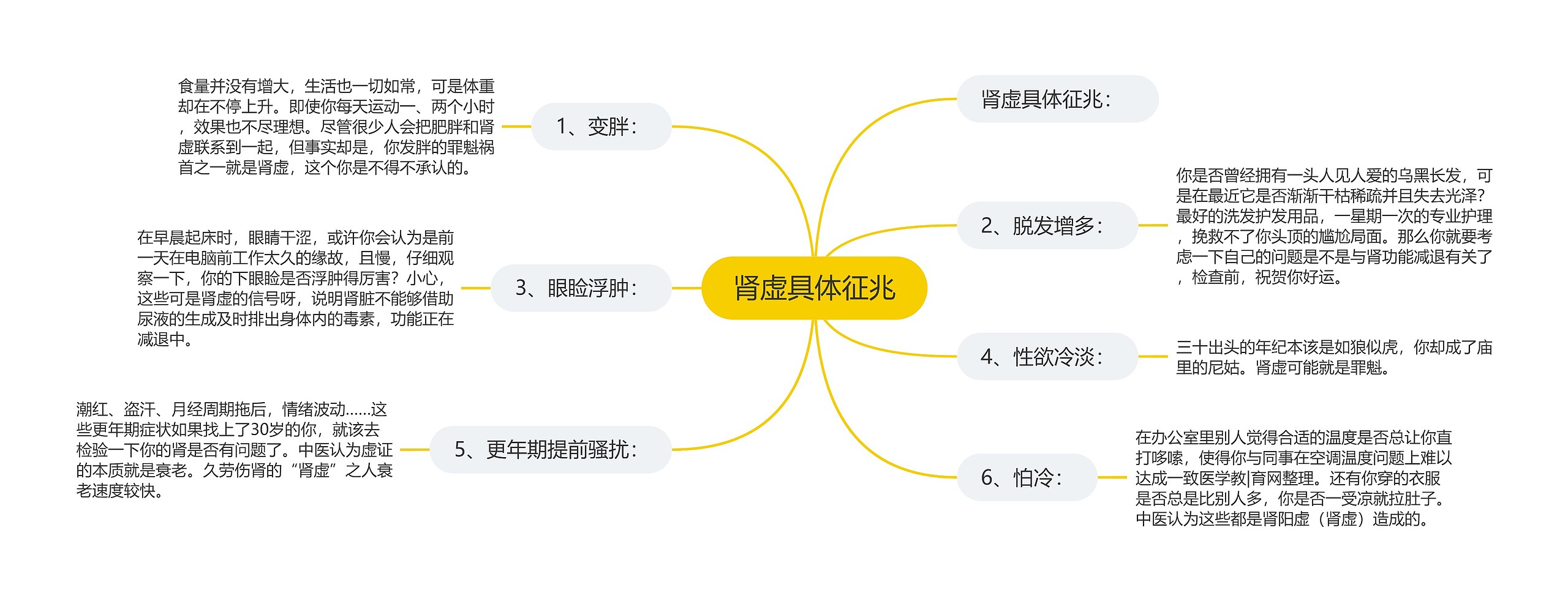 肾虚具体征兆思维导图