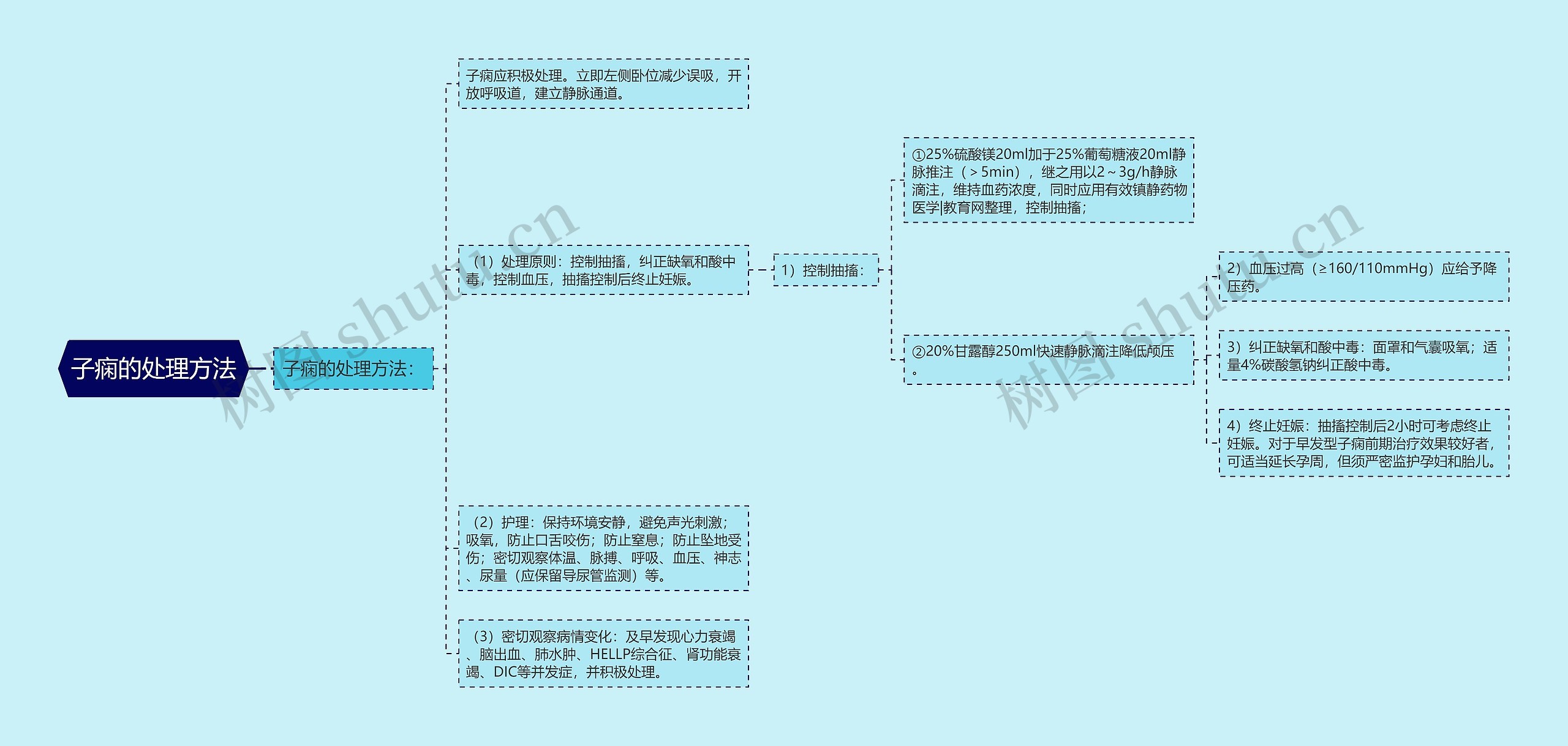 子痫的处理方法思维导图