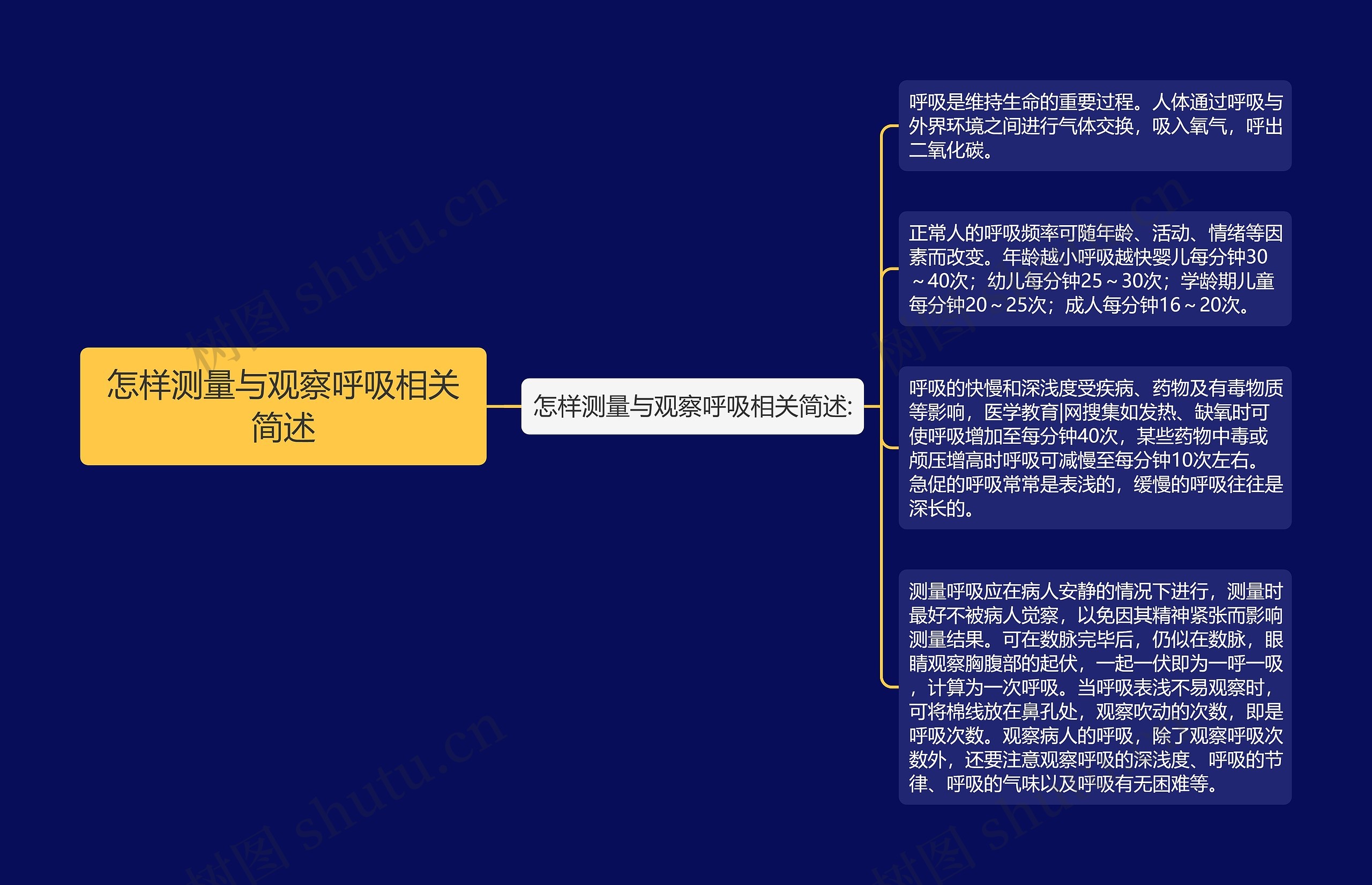 怎样测量与观察呼吸相关简述思维导图