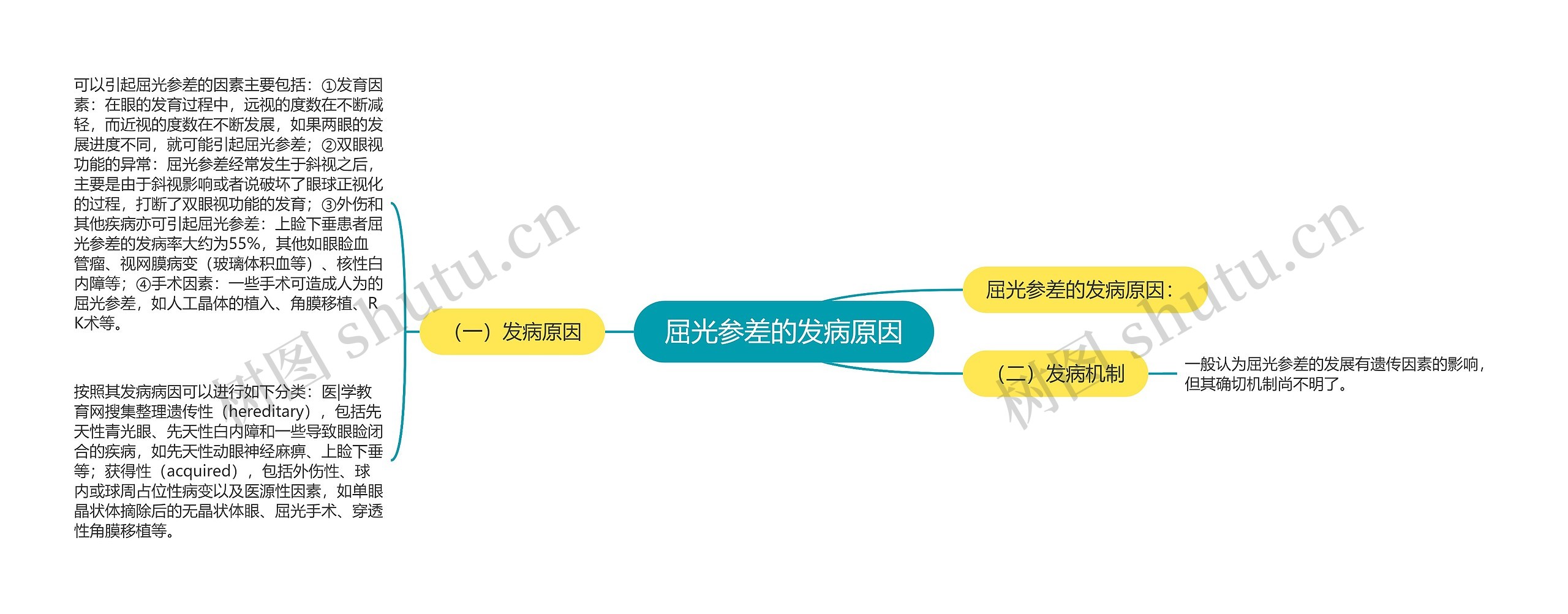 屈光参差的发病原因思维导图