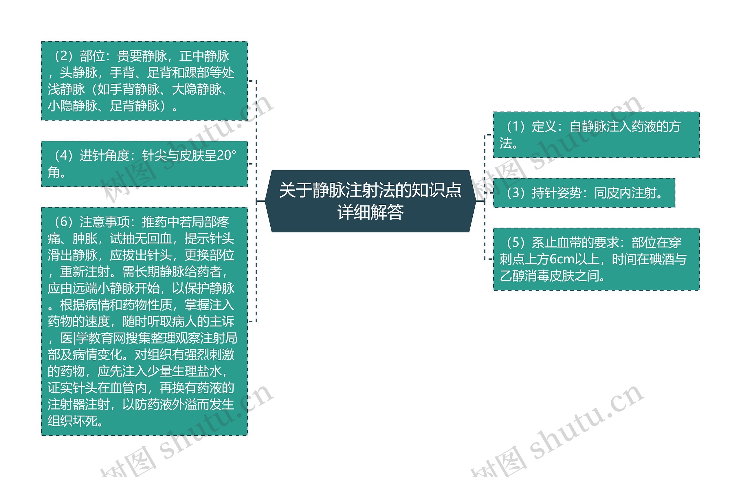 关于静脉注射法的知识点详细解答思维导图