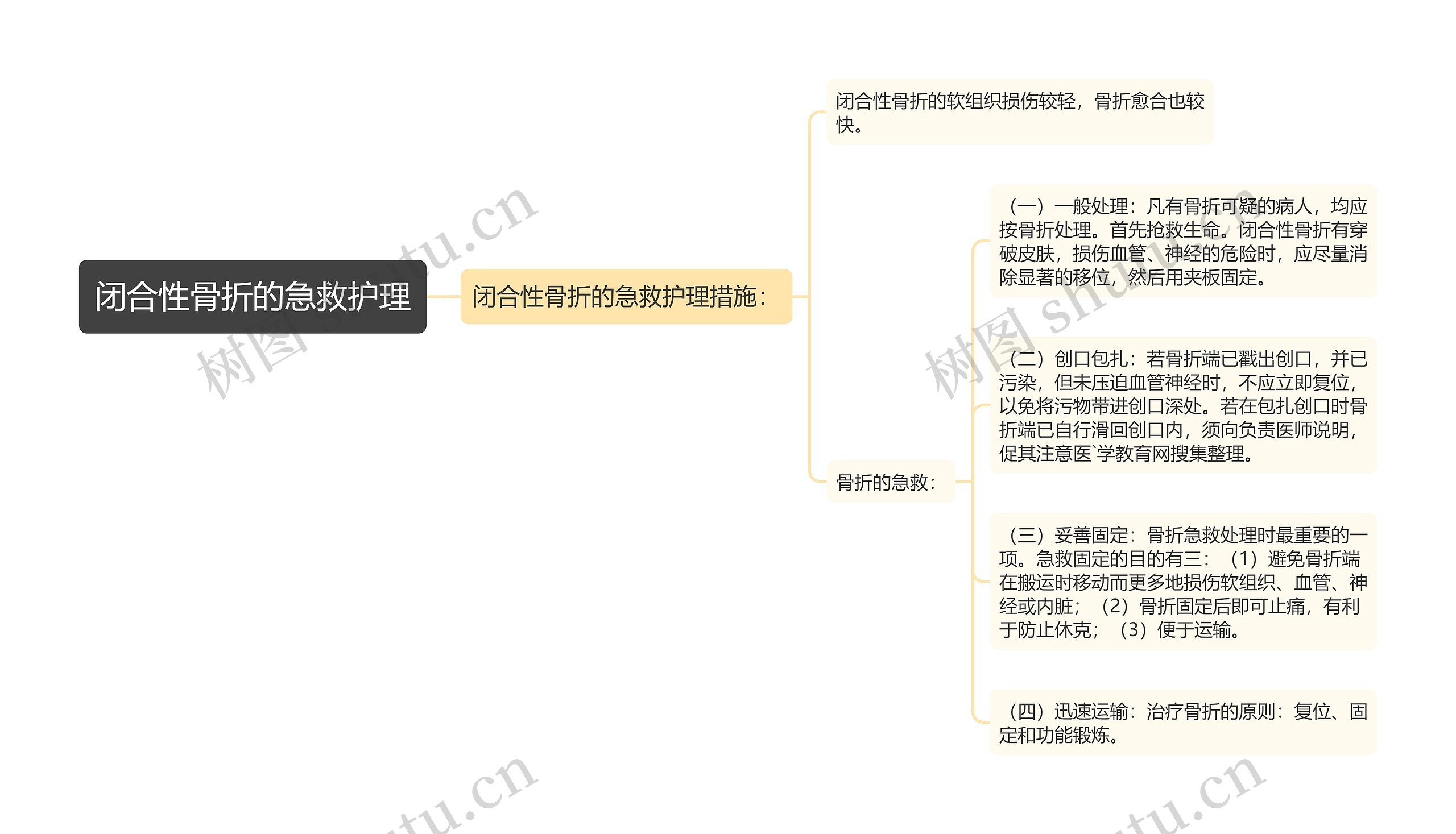 闭合性骨折的急救护理思维导图