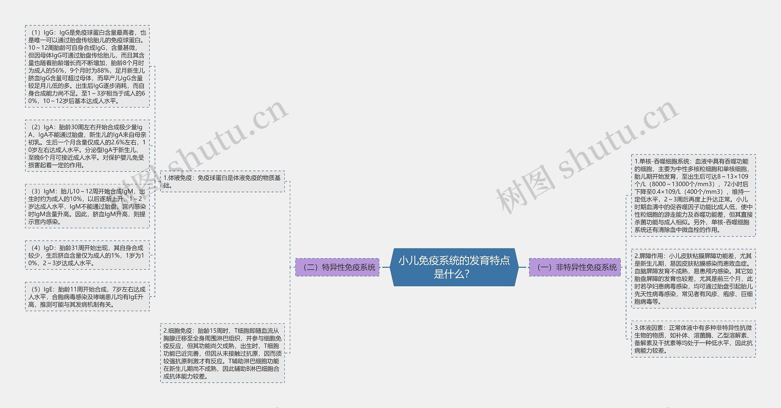 小儿免疫系统的发育特点是什么？思维导图