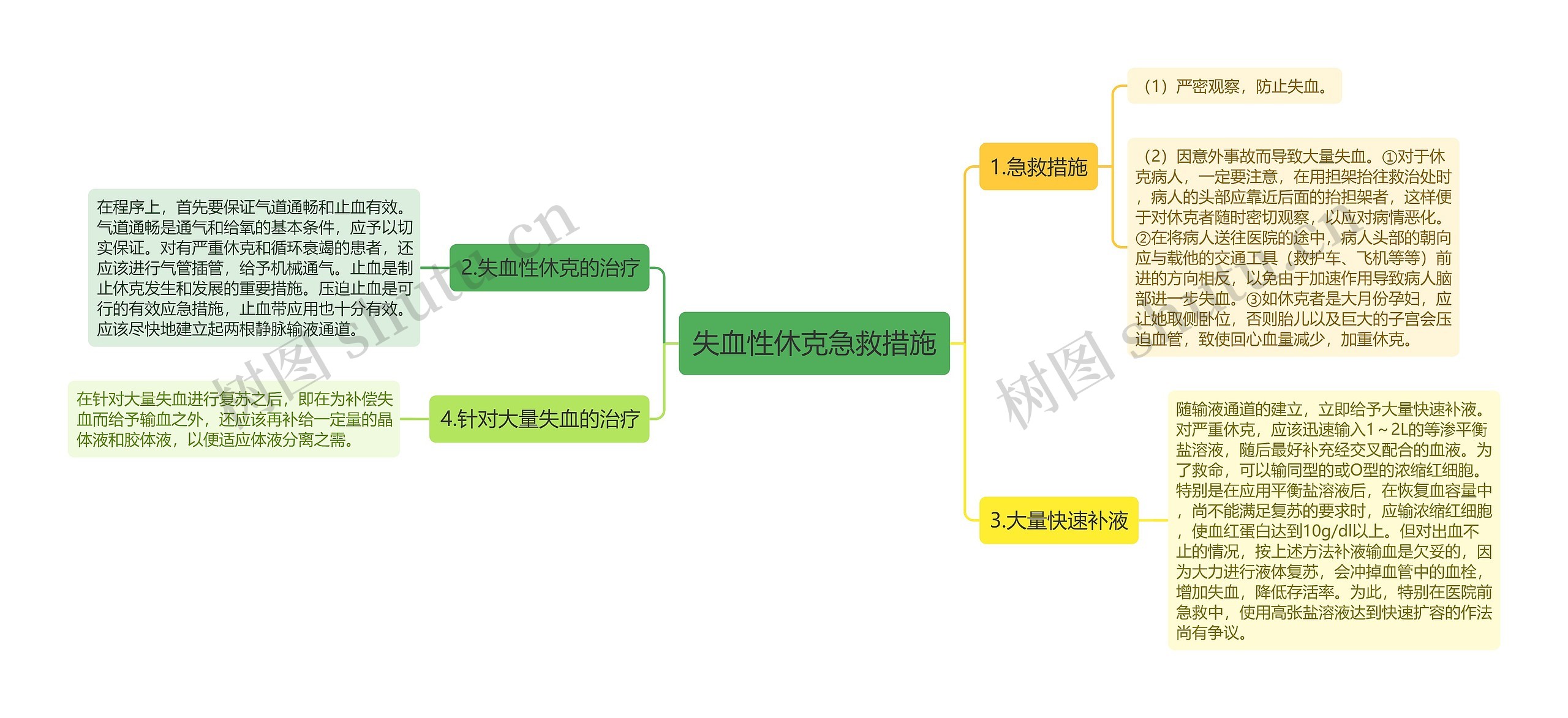 失血性休克急救措施思维导图