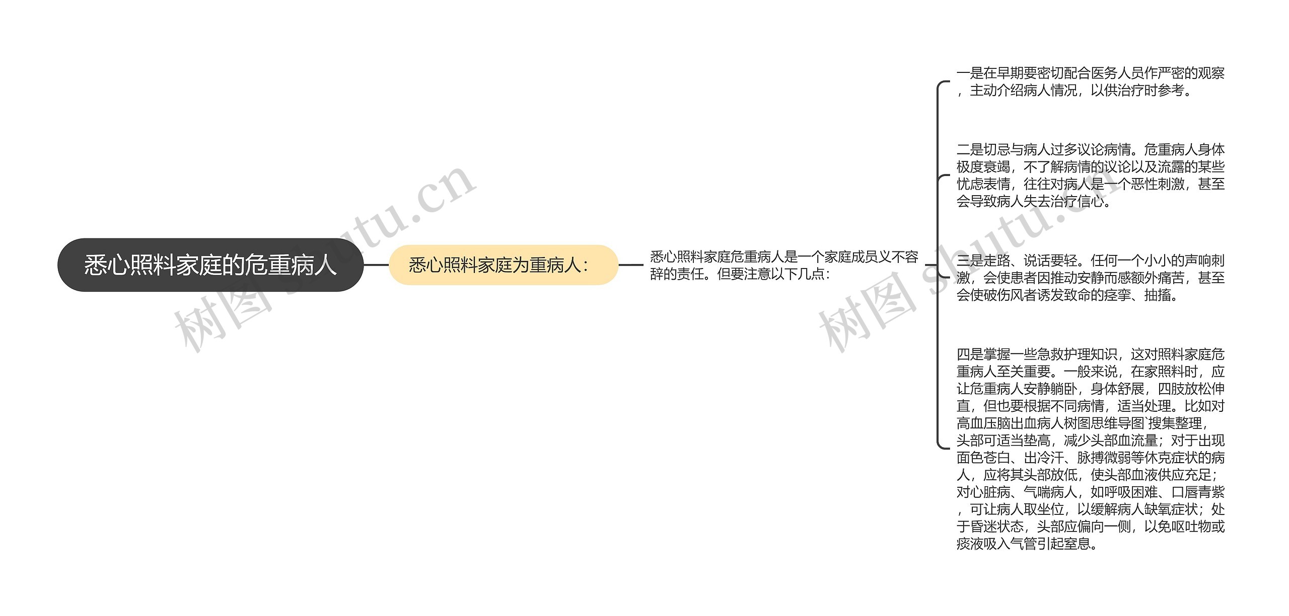 悉心照料家庭的危重病人思维导图