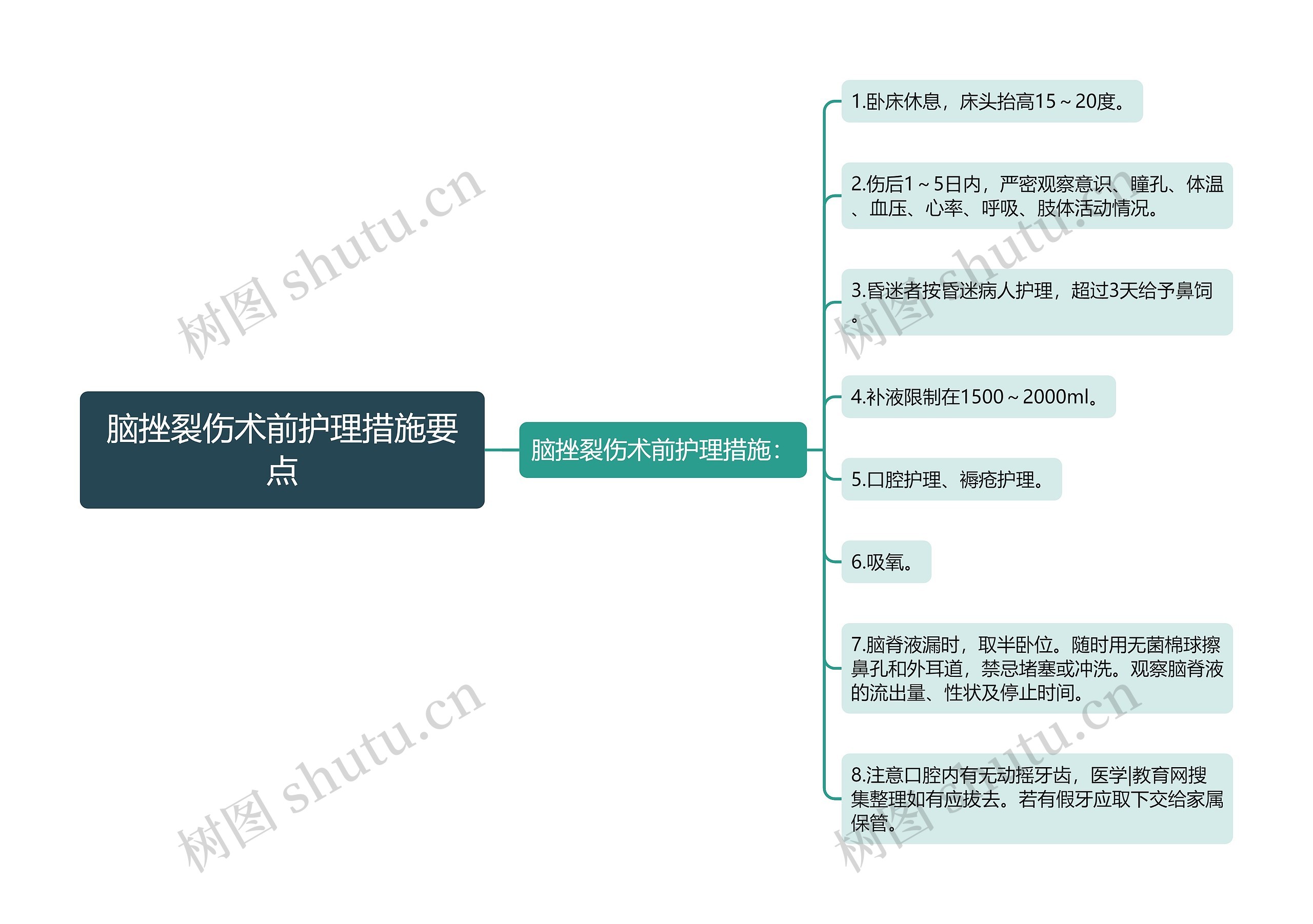 脑挫裂伤术前护理措施要点思维导图