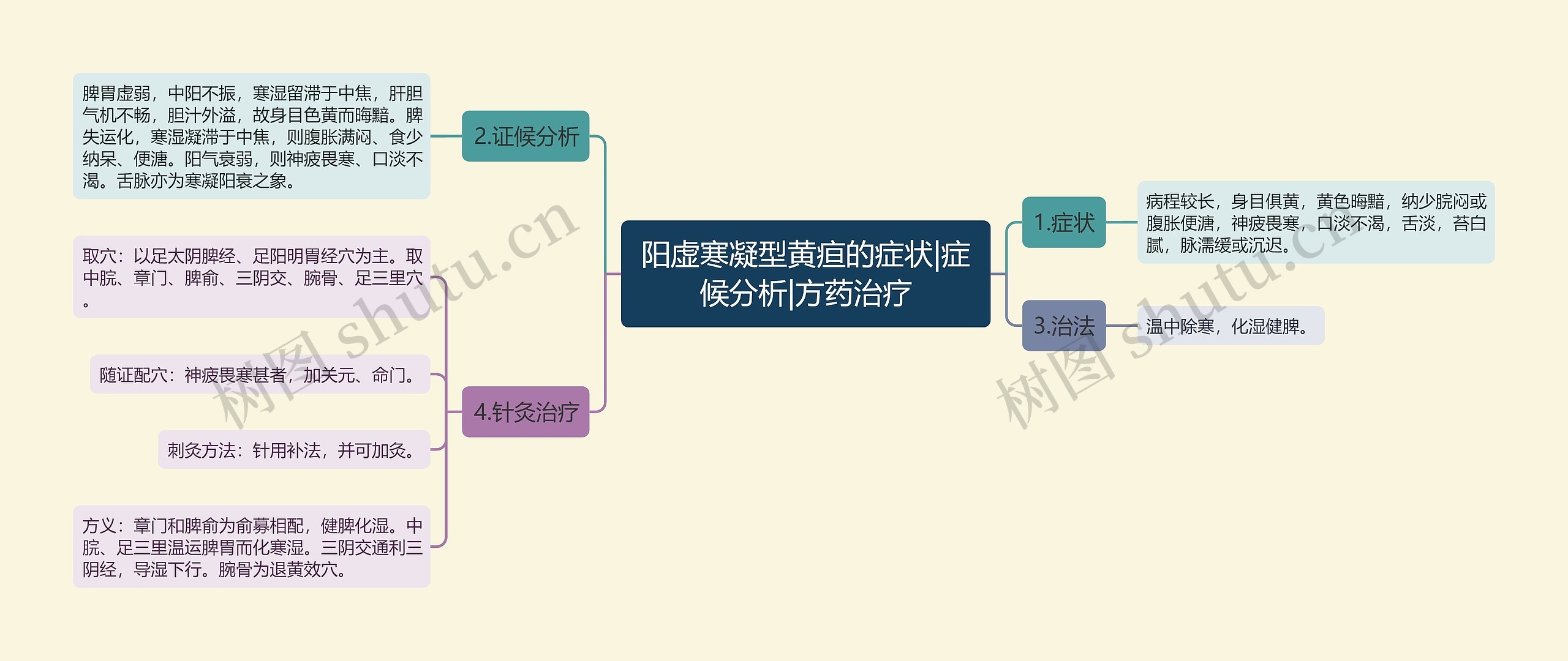 阳虚寒凝型黄疸的症状|症候分析|方药治疗思维导图