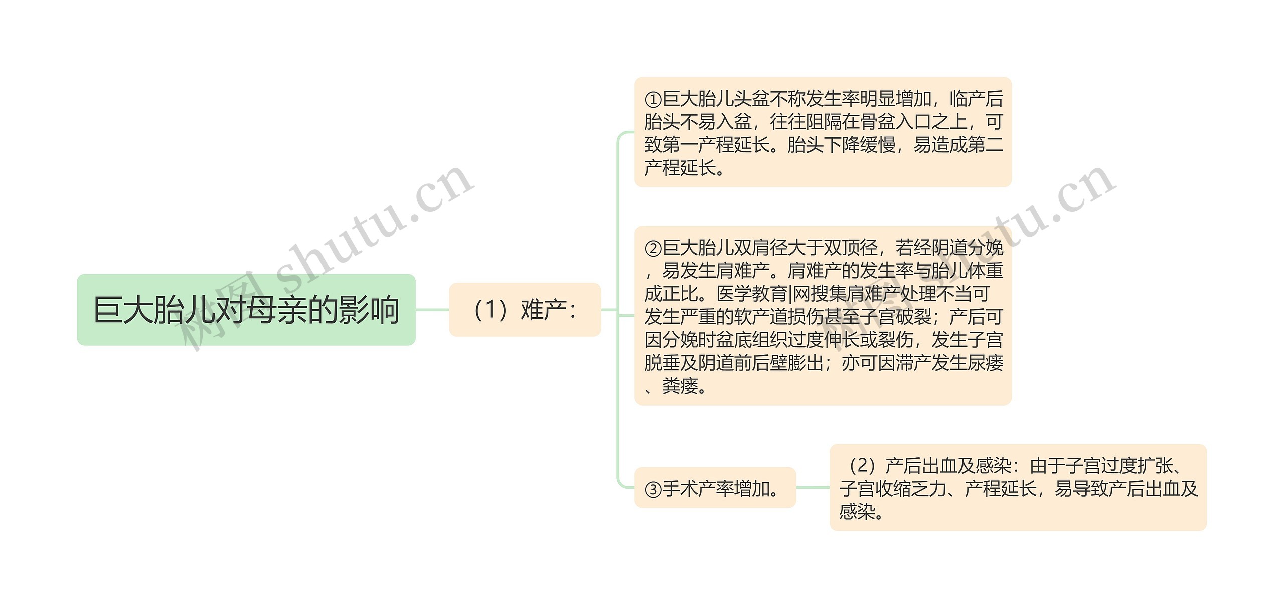 巨大胎儿对母亲的影响思维导图