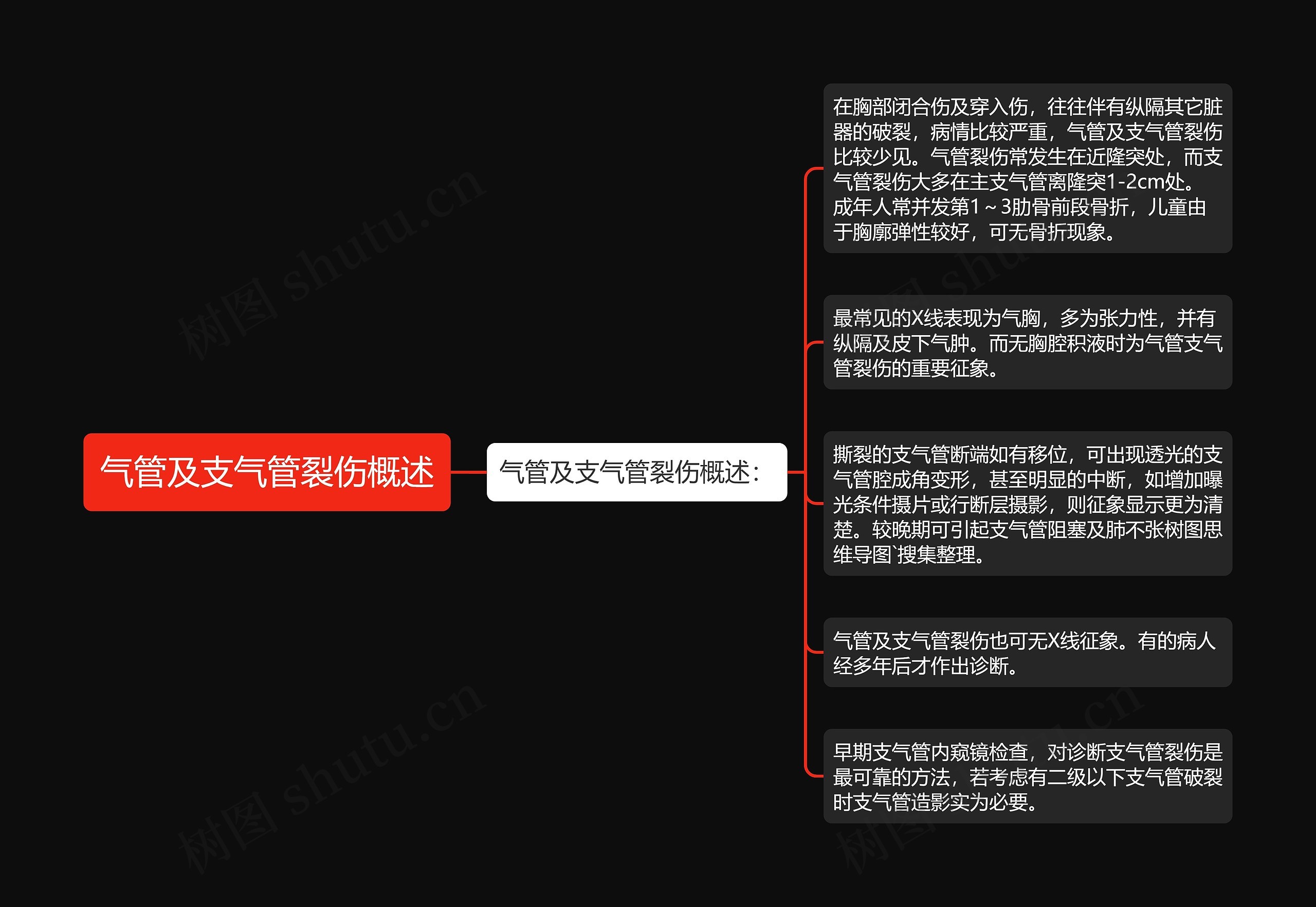 气管及支气管裂伤概述思维导图