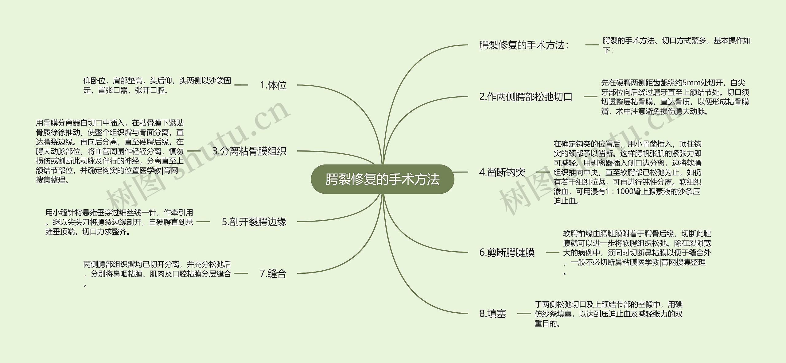 腭裂修复的手术方法思维导图