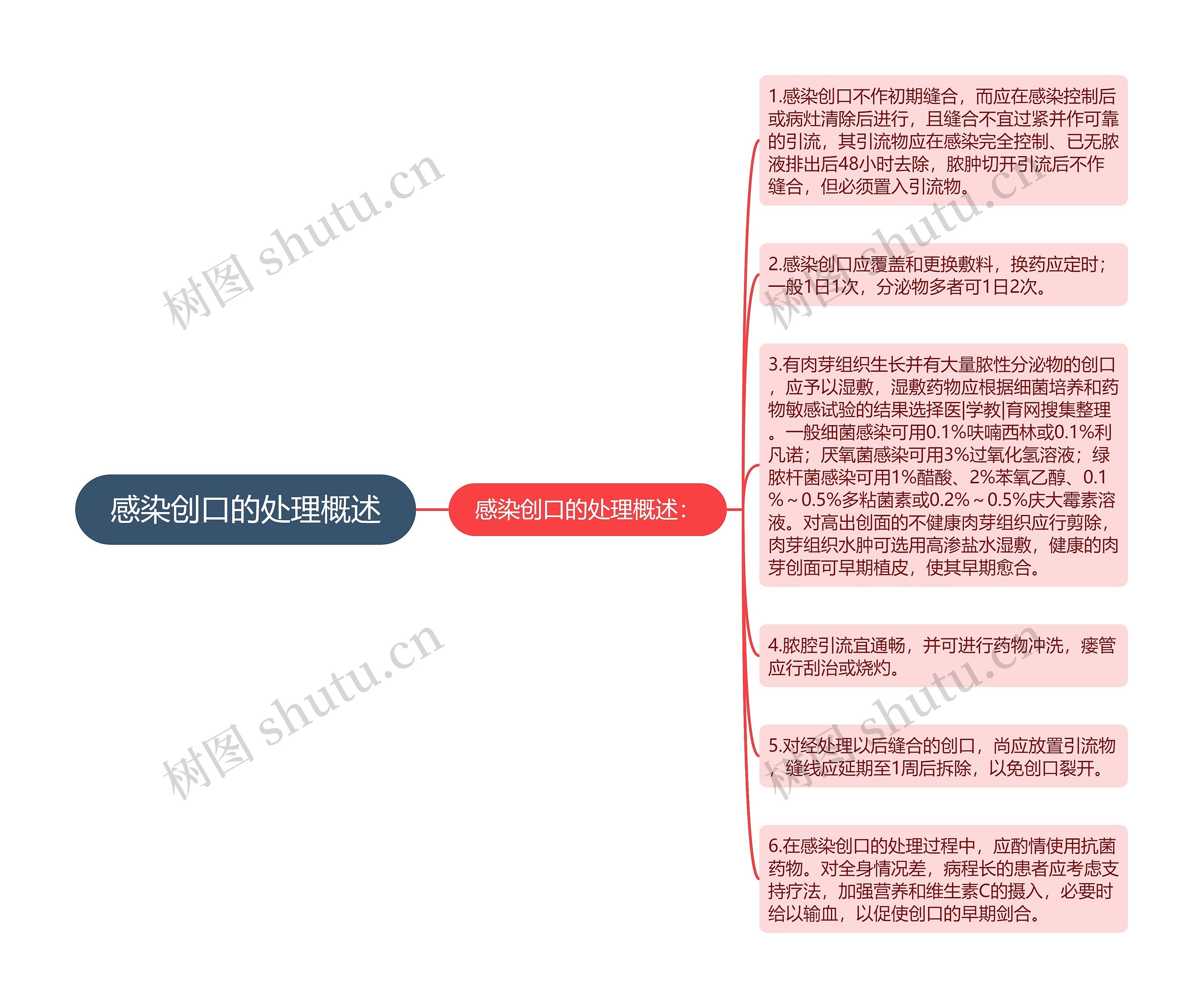 感染创口的处理概述思维导图