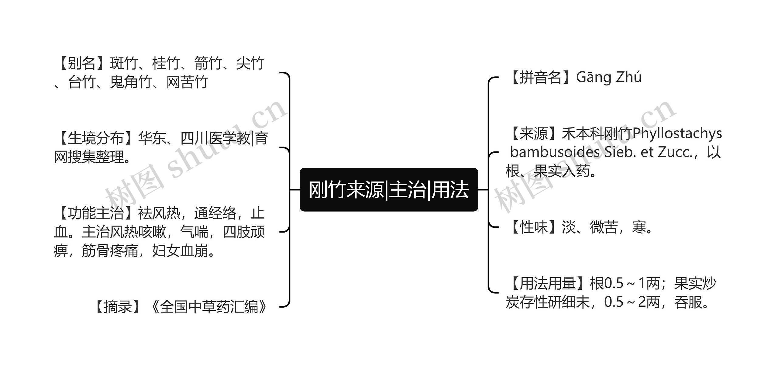 刚竹来源|主治|用法思维导图