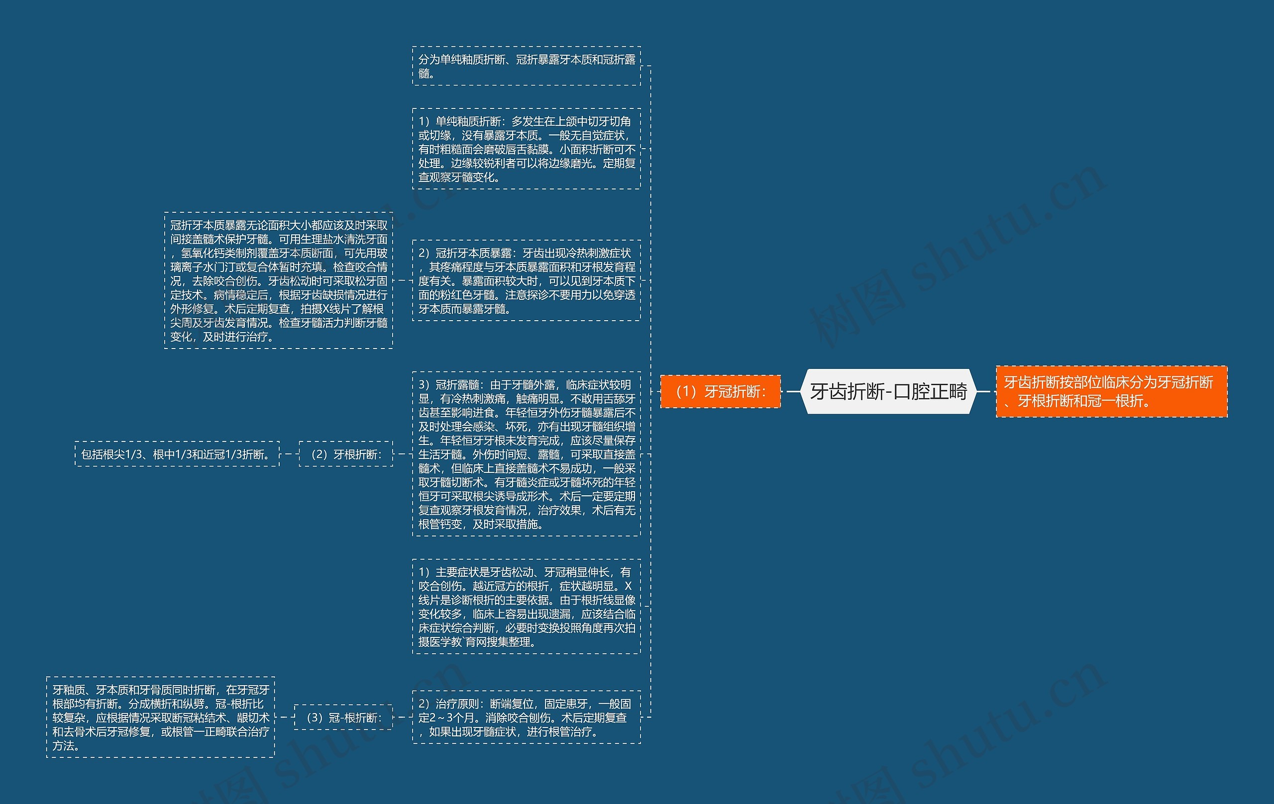 牙齿折断-口腔正畸思维导图