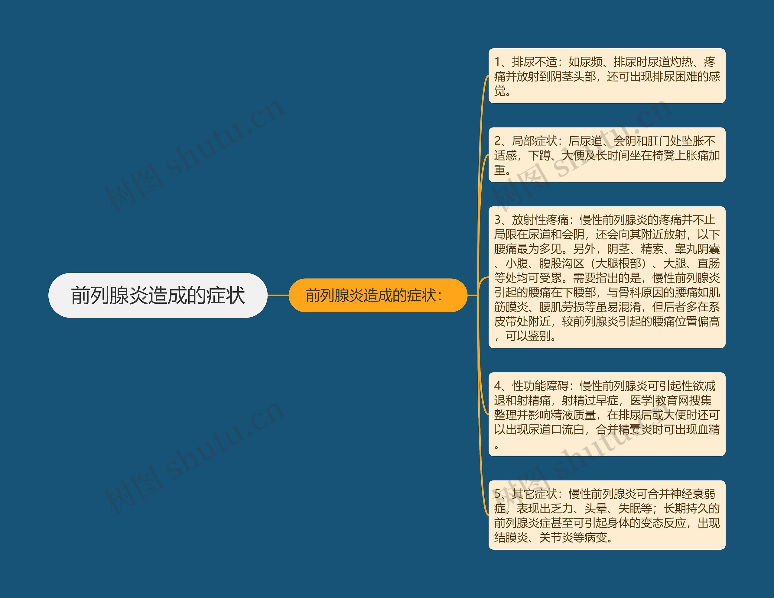 前列腺炎造成的症状思维导图