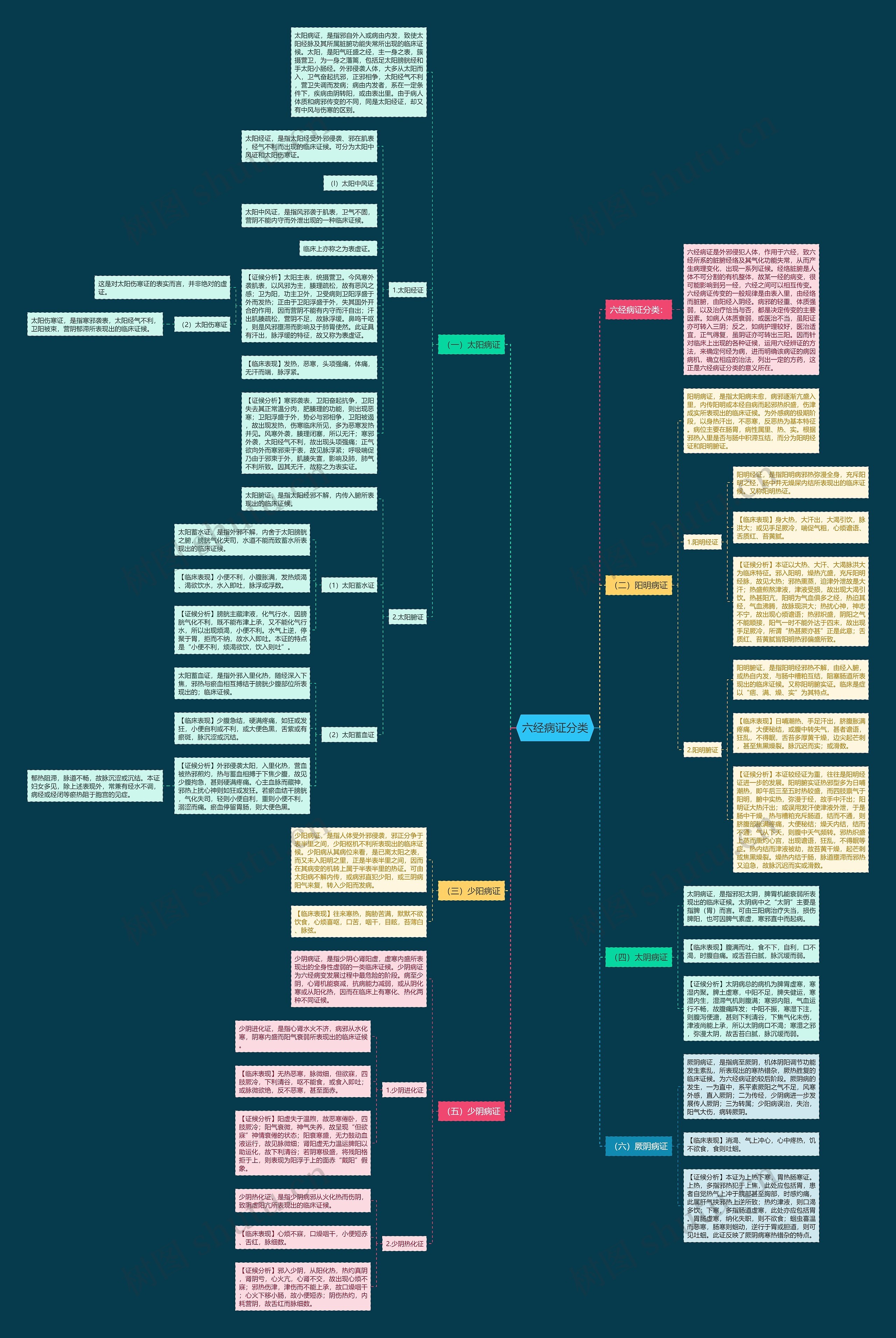 六经病证分类思维导图