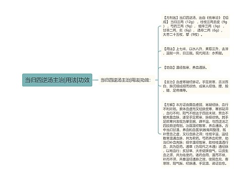 当归四逆汤主治|用法|功效