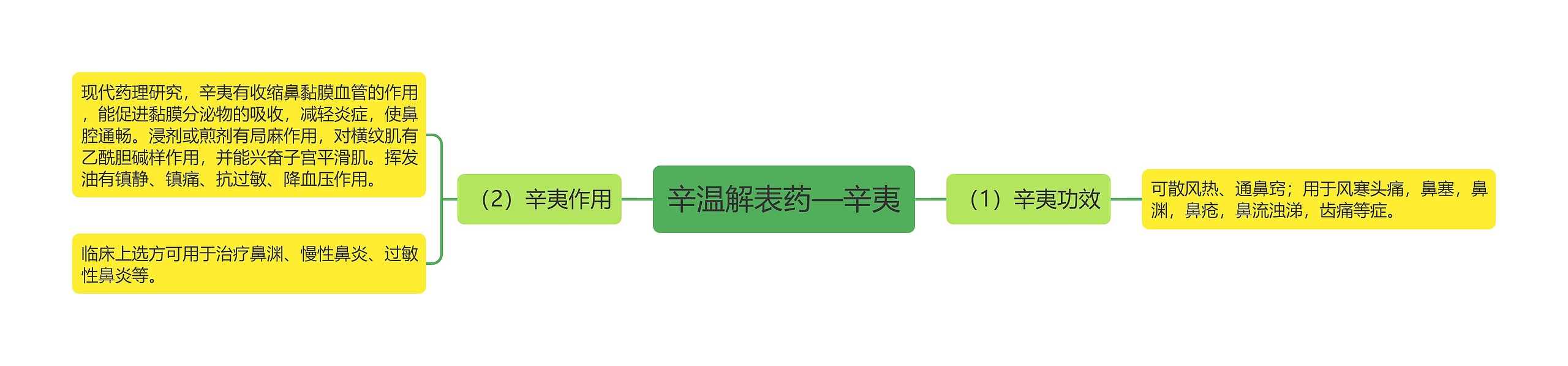 辛温解表药—辛夷思维导图