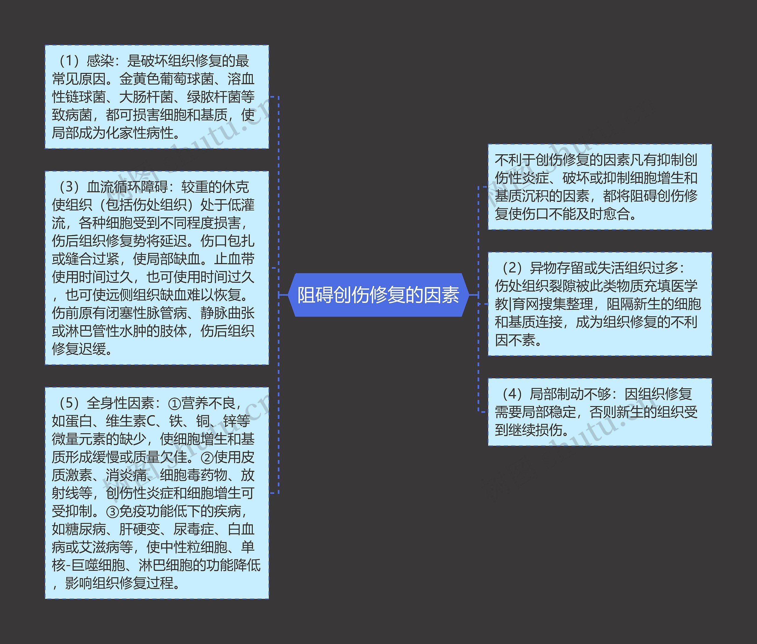 阻碍创伤修复的因素思维导图