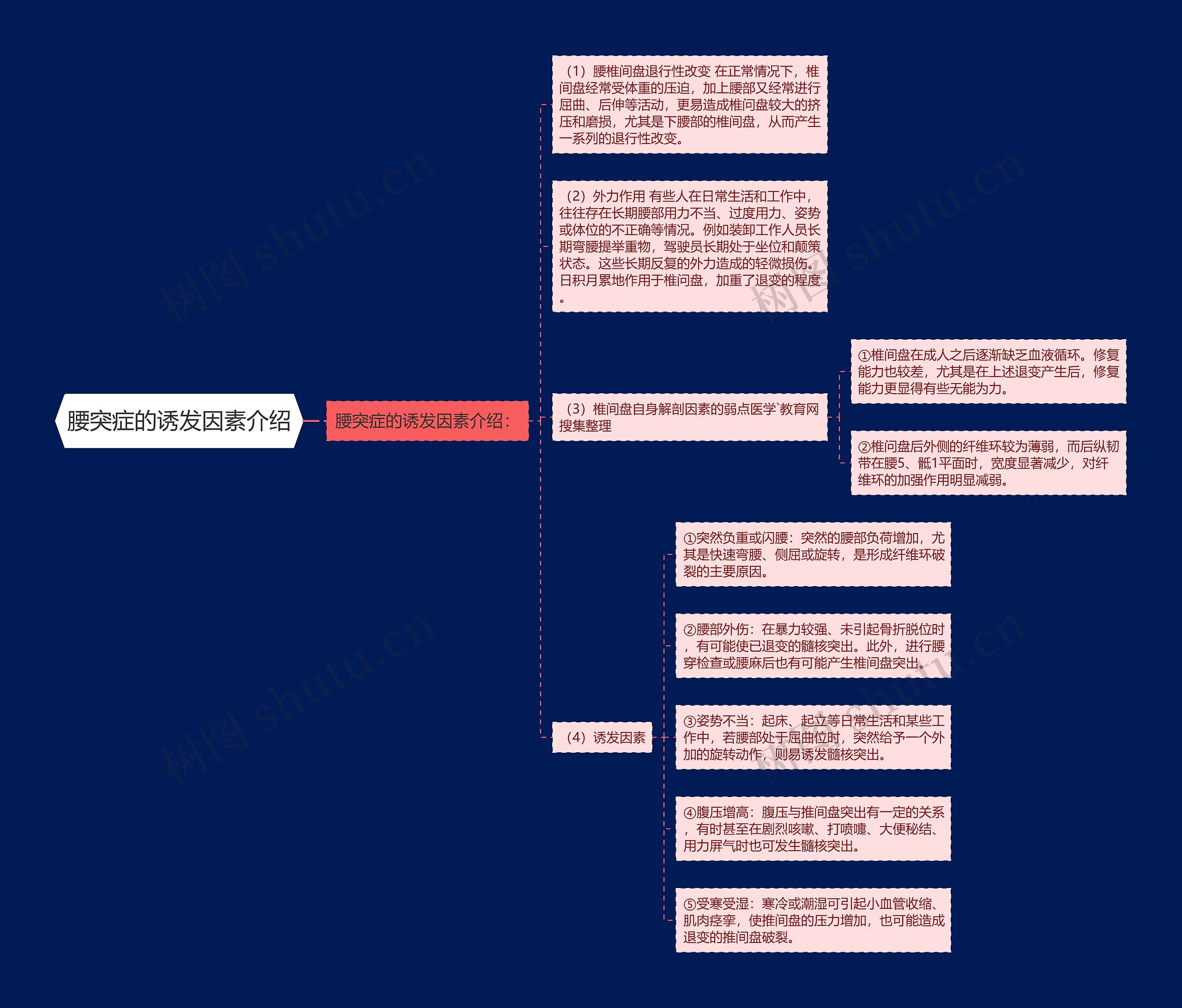 腰突症的诱发因素介绍思维导图