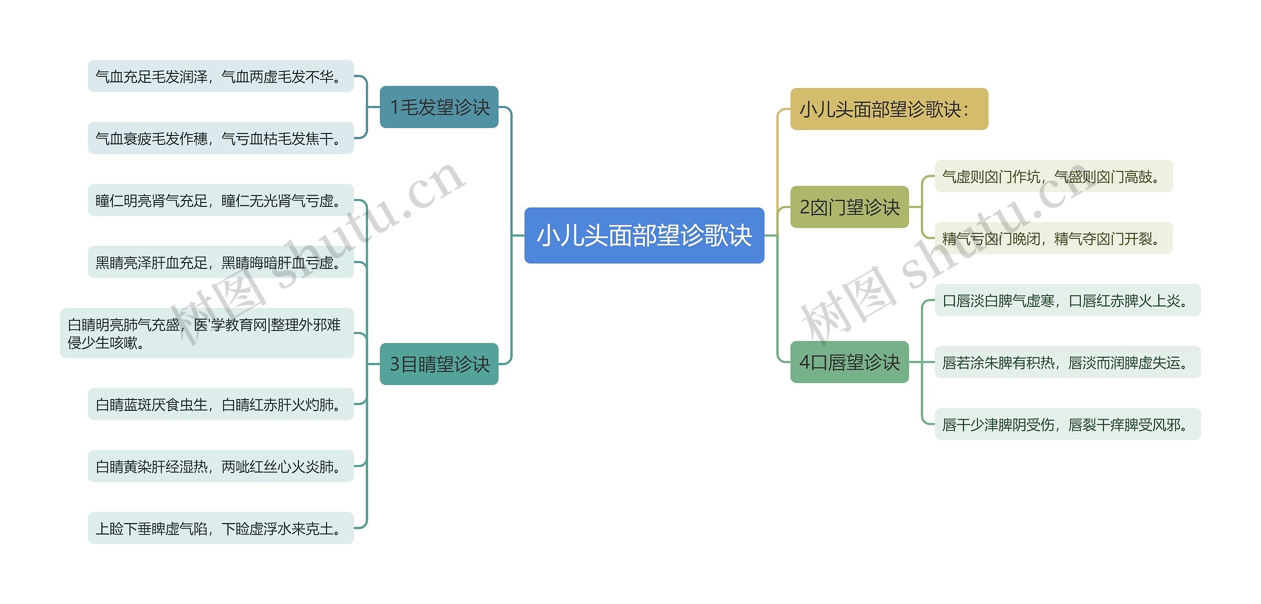 小儿头面部望诊歌诀思维导图