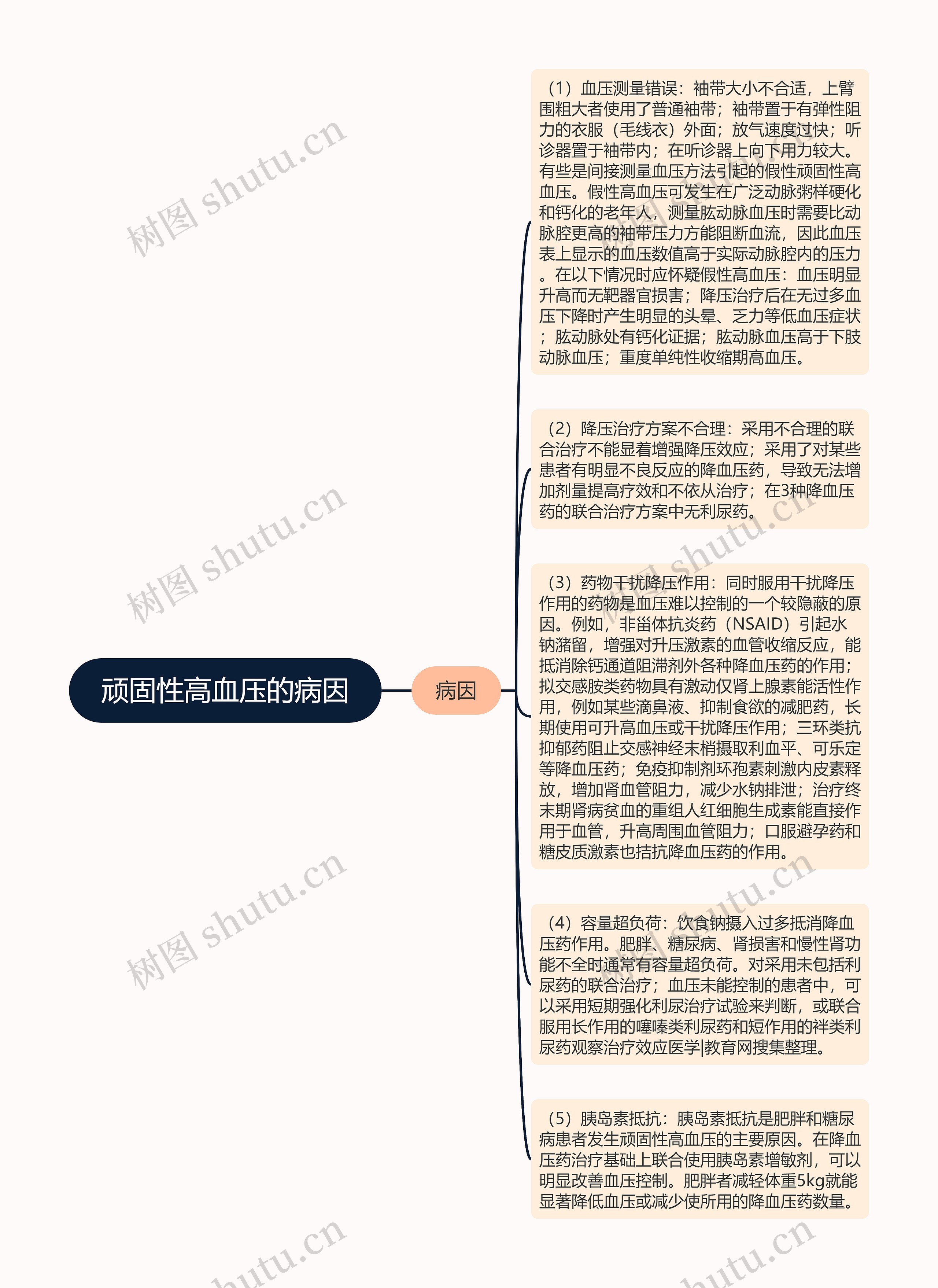 顽固性高血压的病因思维导图