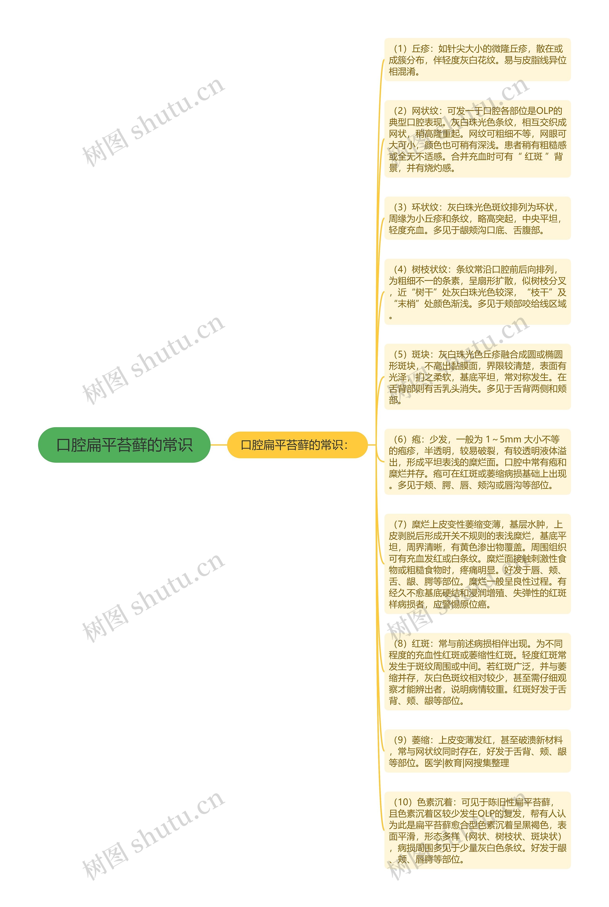 口腔扁平苔藓的常识思维导图