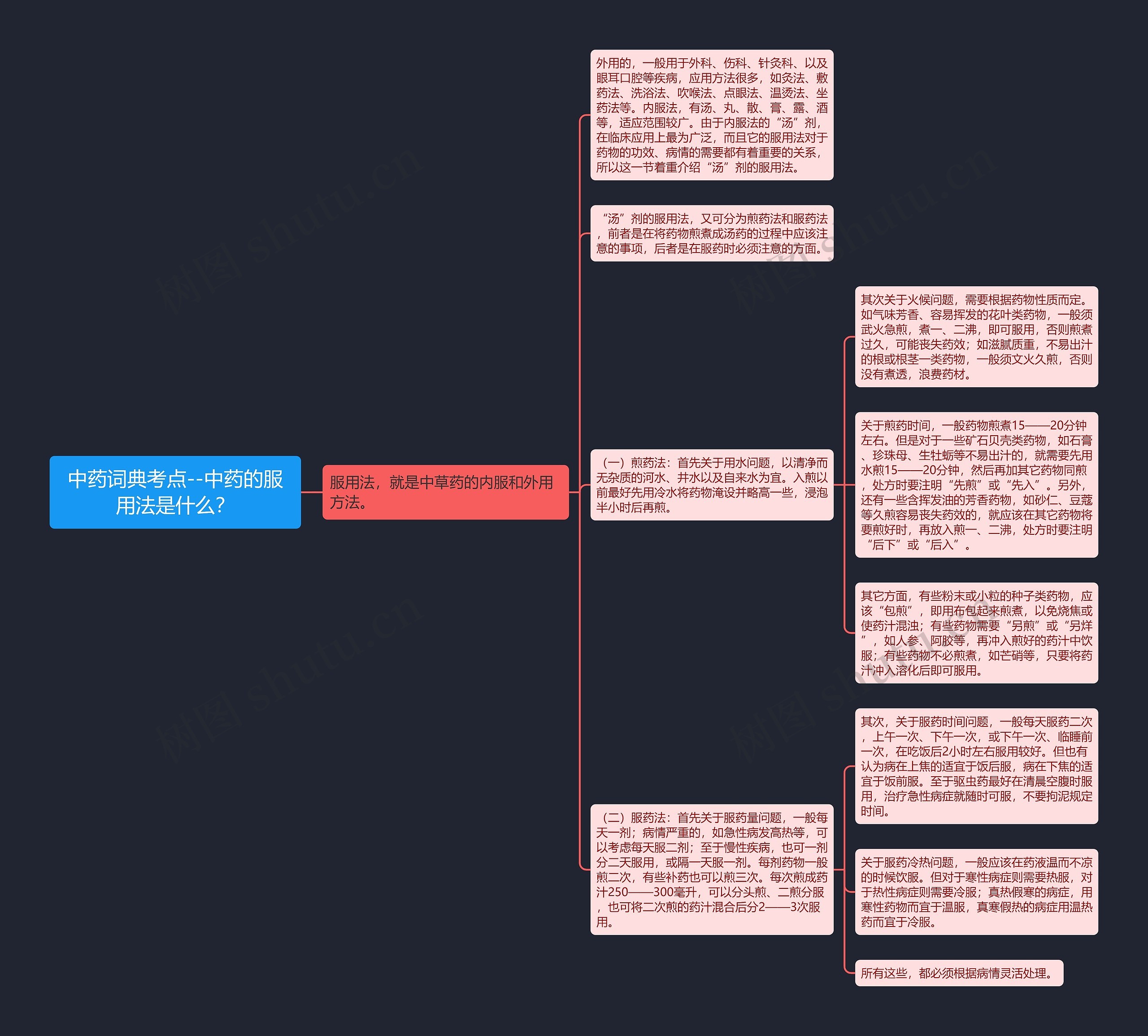 中药词典考点--中药的服用法是什么？思维导图