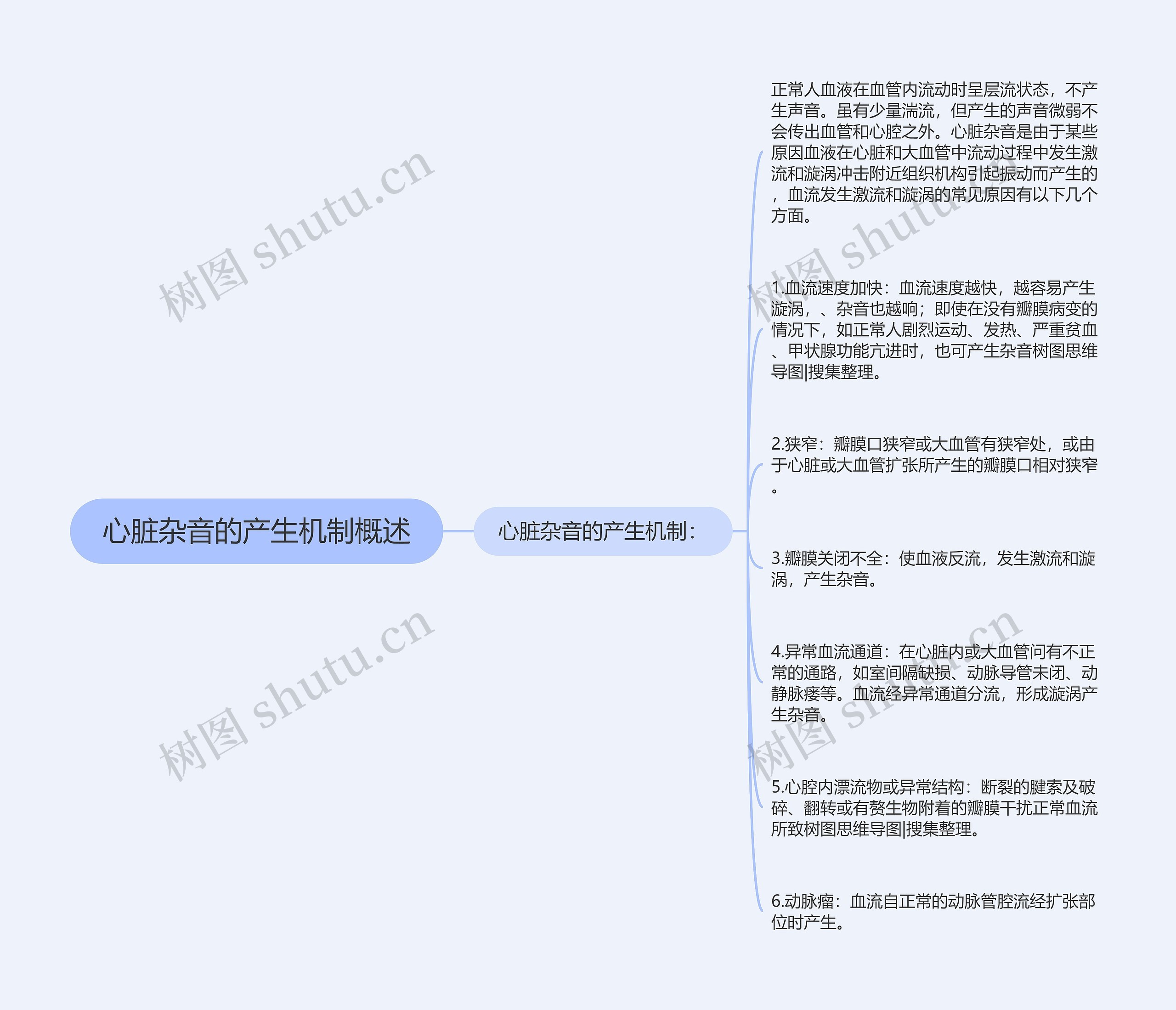 心脏杂音的产生机制概述思维导图